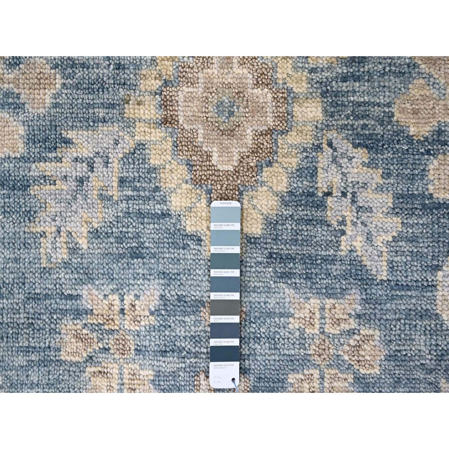 9'x12'1" Aegean Blue, Supple Collection, Oushak Design with All Over Leaf Pattern, Tone On Tone, Hand Knotted, Soft Wool, Plush and Lush, Oriental Rug Sh10234