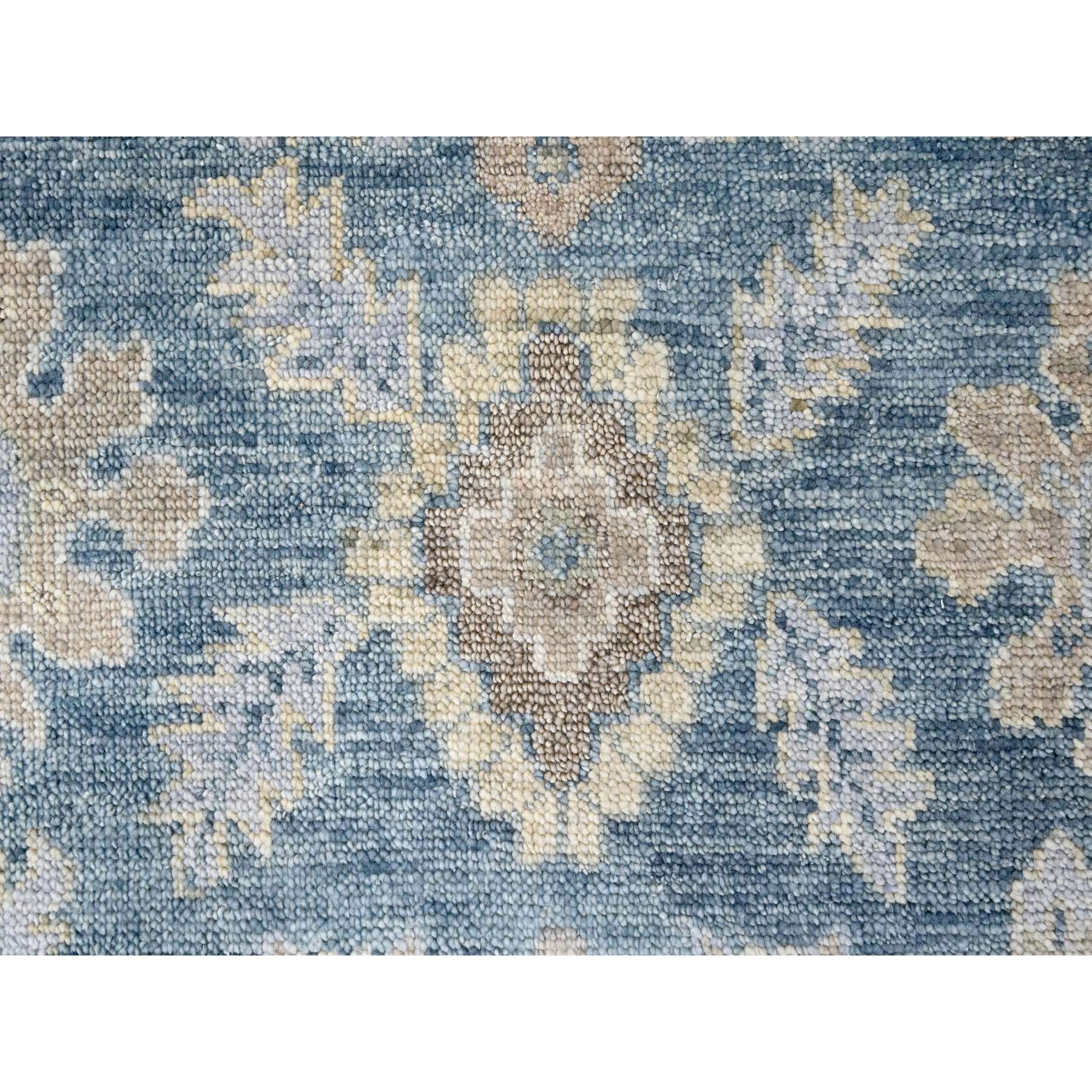 9'x12'1" Aegean Blue, Supple Collection, Oushak Design with All Over Leaf Pattern, Tone On Tone, Hand Knotted, Soft Wool, Plush and Lush, Oriental Rug Sh10234