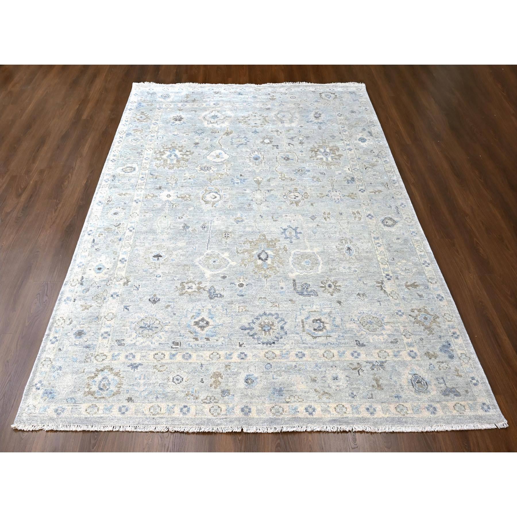 8'9"x12' Oyster Gray, Oushak Design, Supple Collection, Tone On Tone, Hand Knotted, Soft Vibrant Wool Pile, Plush and Lush, Oriental Rug Sh10235