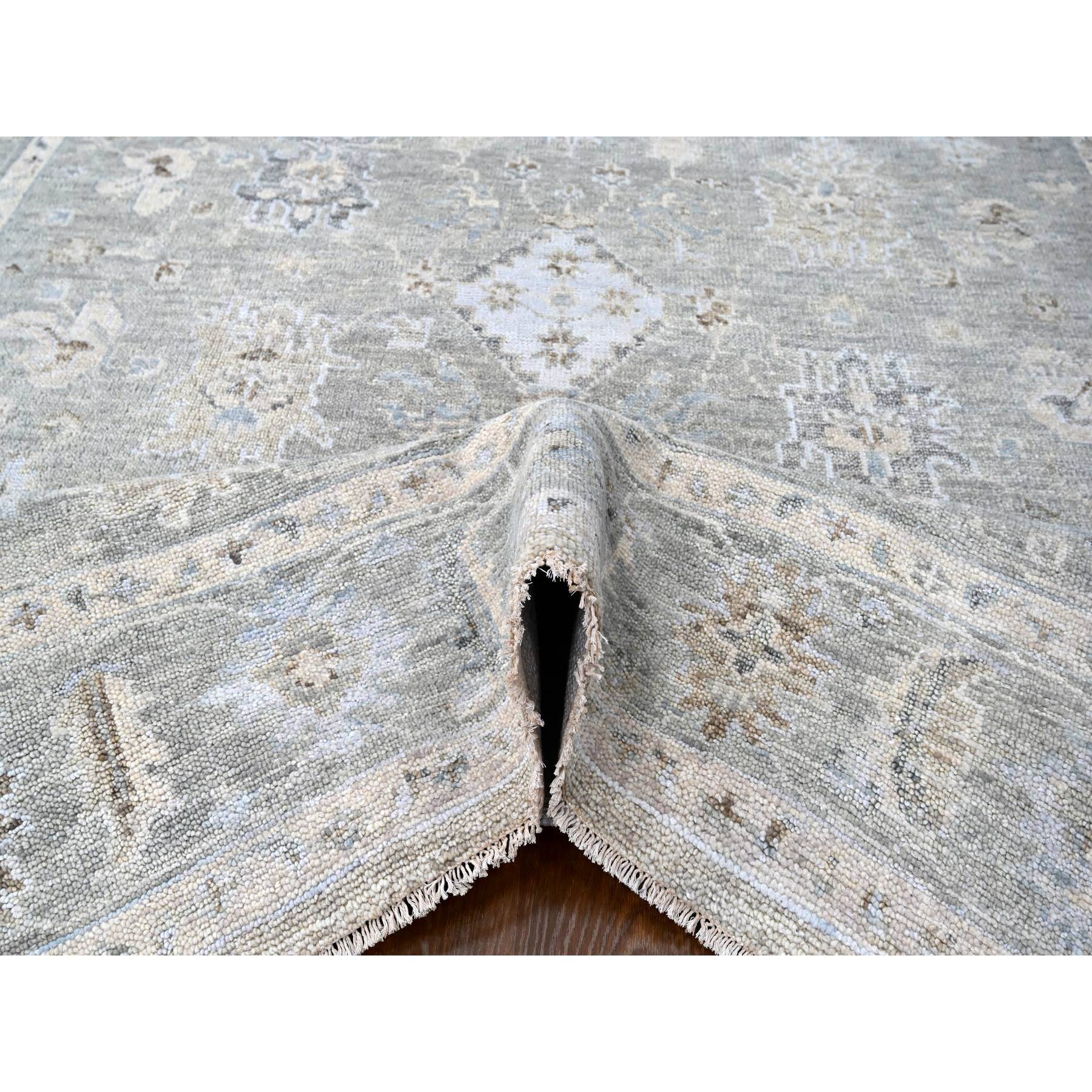 9'x12' Cloud Gray, Supple Collection, Oushak All Over Design, Soft Velvety Wool, Hand Knotted, Vegetable Dyes, Oriental Rug Sh10236