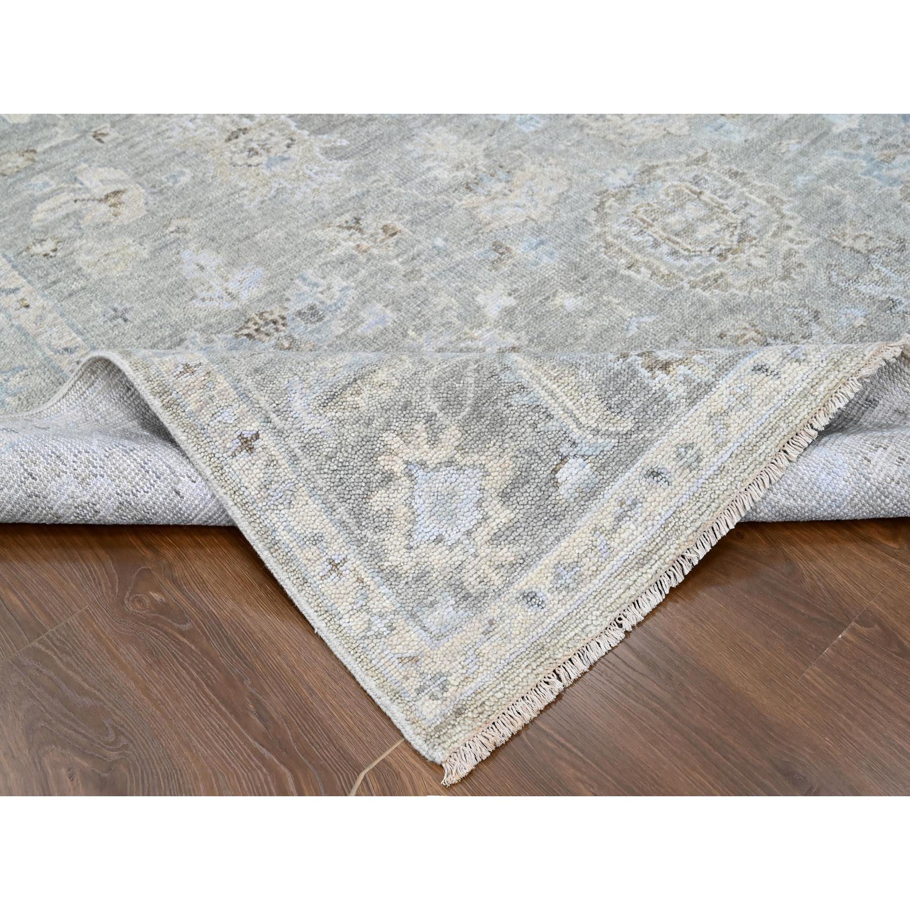 9'x12' Cloud Gray, Supple Collection, Oushak All Over Design, Soft Velvety Wool, Hand Knotted, Vegetable Dyes, Oriental Rug Sh10236