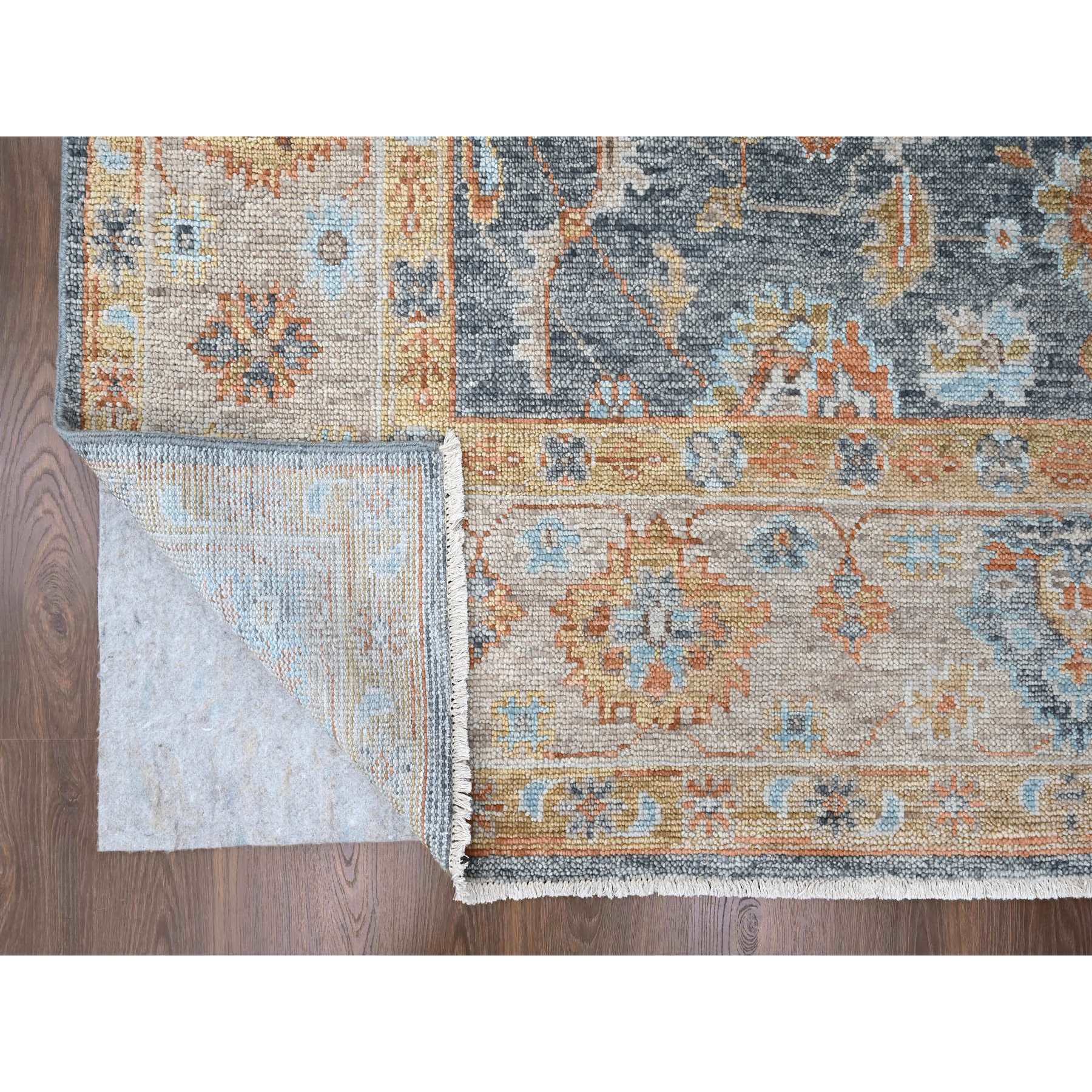 8'10"x12' Lead Gray, Supple Collection, Oushak Design, Hand Knotted, Lush and Plush, Pure Wool, Soft Pile, Tone On Tone, Veggie Dyes, Oriental Rug Sh10237