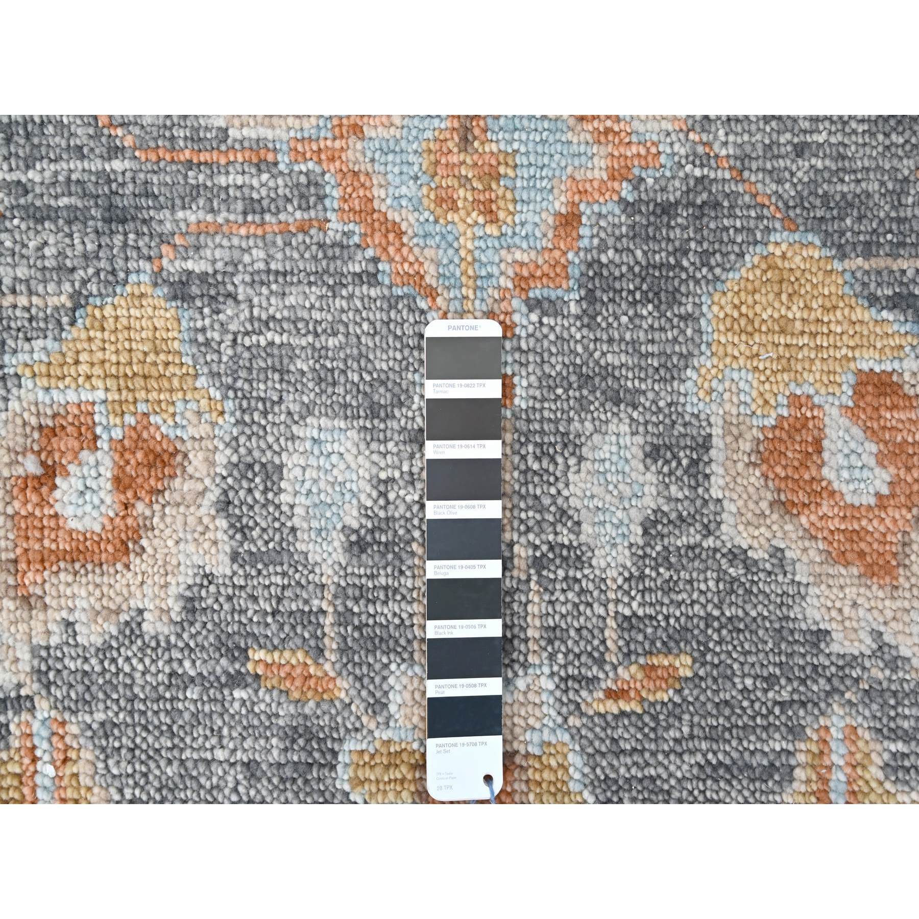 8'10"x12' Lead Gray, Supple Collection, Oushak Design, Hand Knotted, Lush and Plush, Pure Wool, Soft Pile, Tone On Tone, Veggie Dyes, Oriental Rug Sh10237
