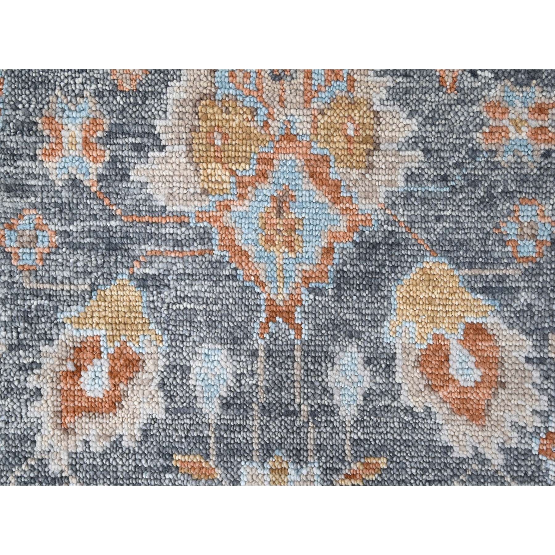 8'10"x12' Lead Gray, Supple Collection, Oushak Design, Hand Knotted, Lush and Plush, Pure Wool, Soft Pile, Tone On Tone, Veggie Dyes, Oriental Rug Sh10237