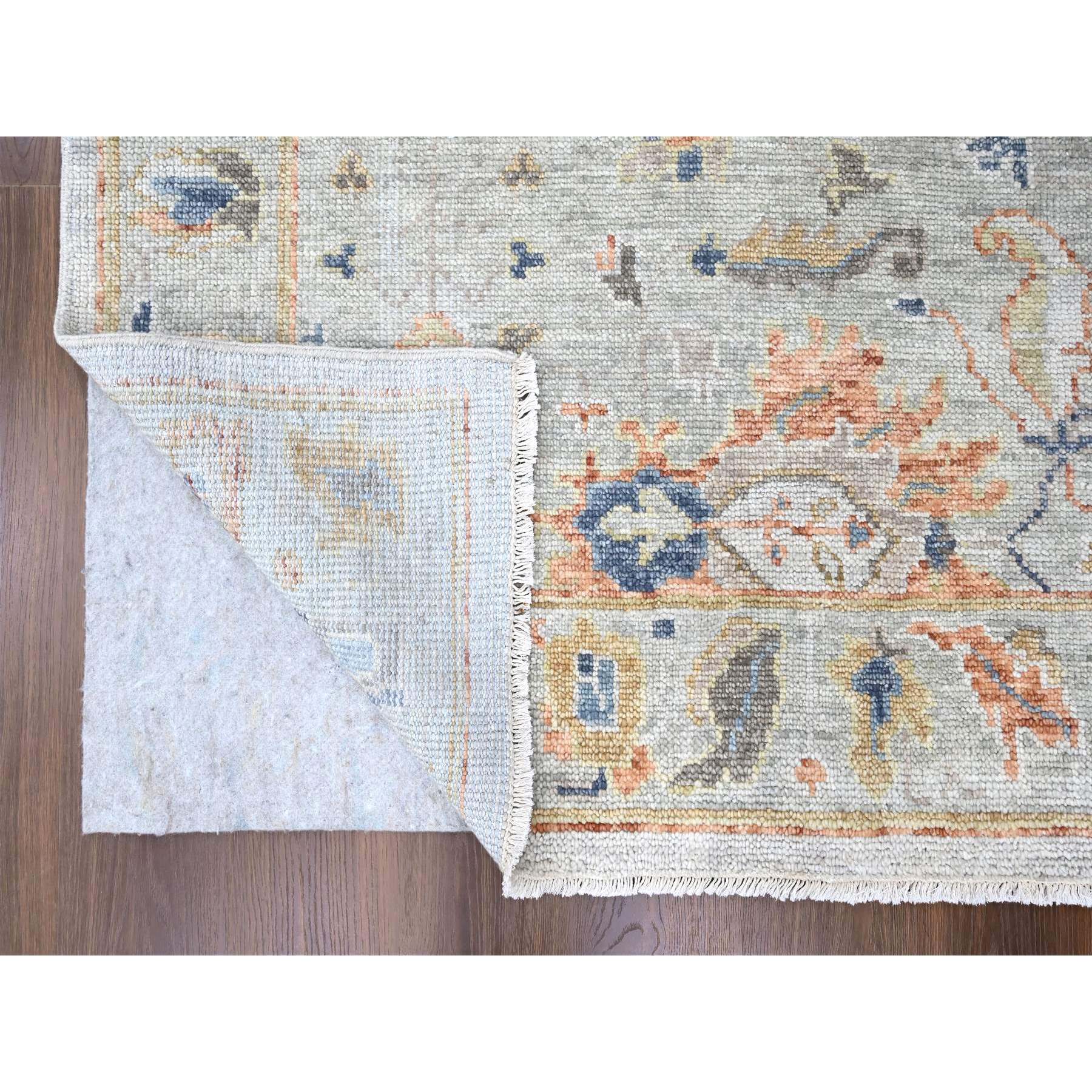 8'10"x11'10" Pastel Gray, Supple Collection, Oushak Design, Hand Knotted, Lush and Plush, Pure Wool, Soft Pile, Veggie Dyes, Oriental Rug Sh10238