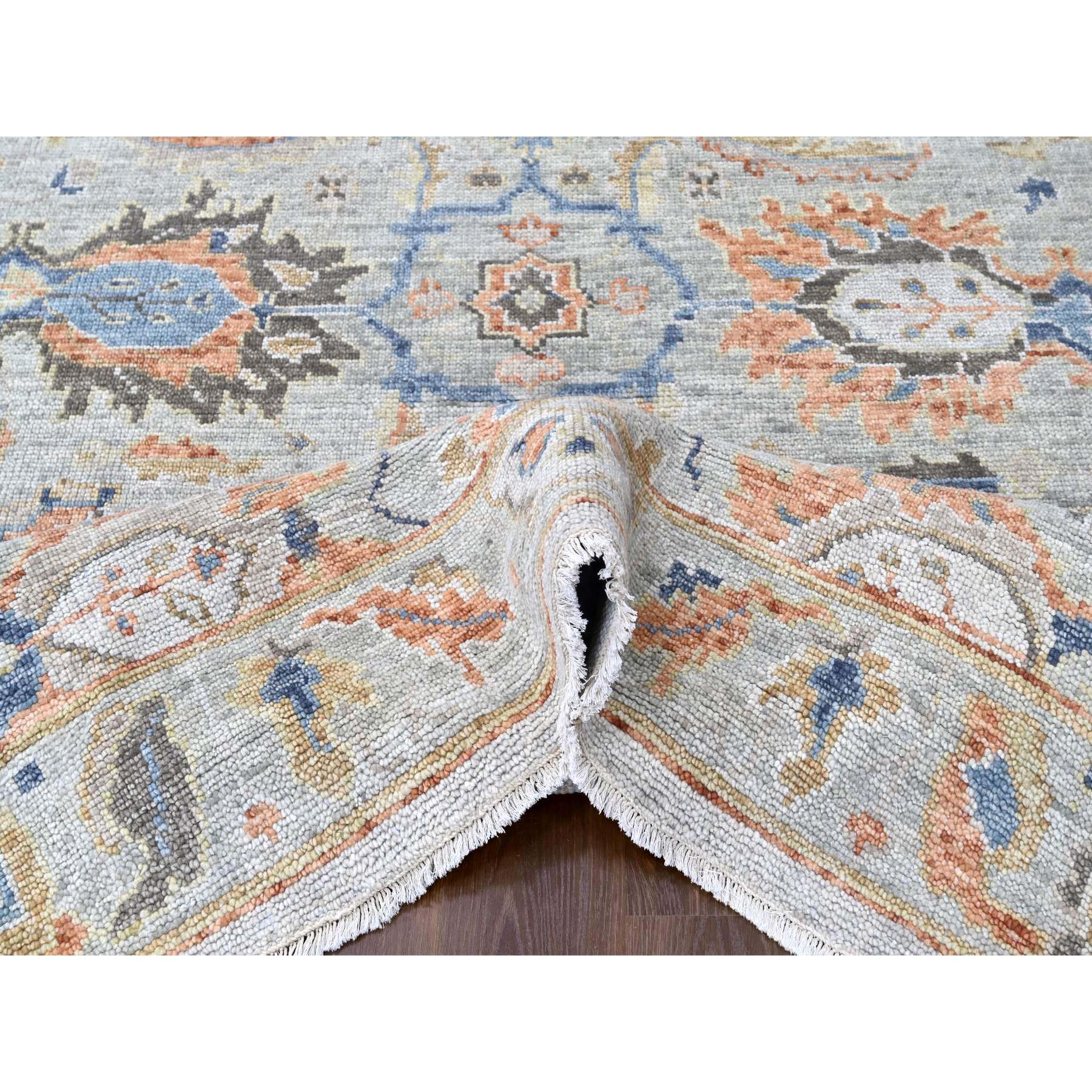 8'10"x11'10" Pastel Gray, Supple Collection, Oushak Design, Hand Knotted, Lush and Plush, Pure Wool, Soft Pile, Veggie Dyes, Oriental Rug Sh10238