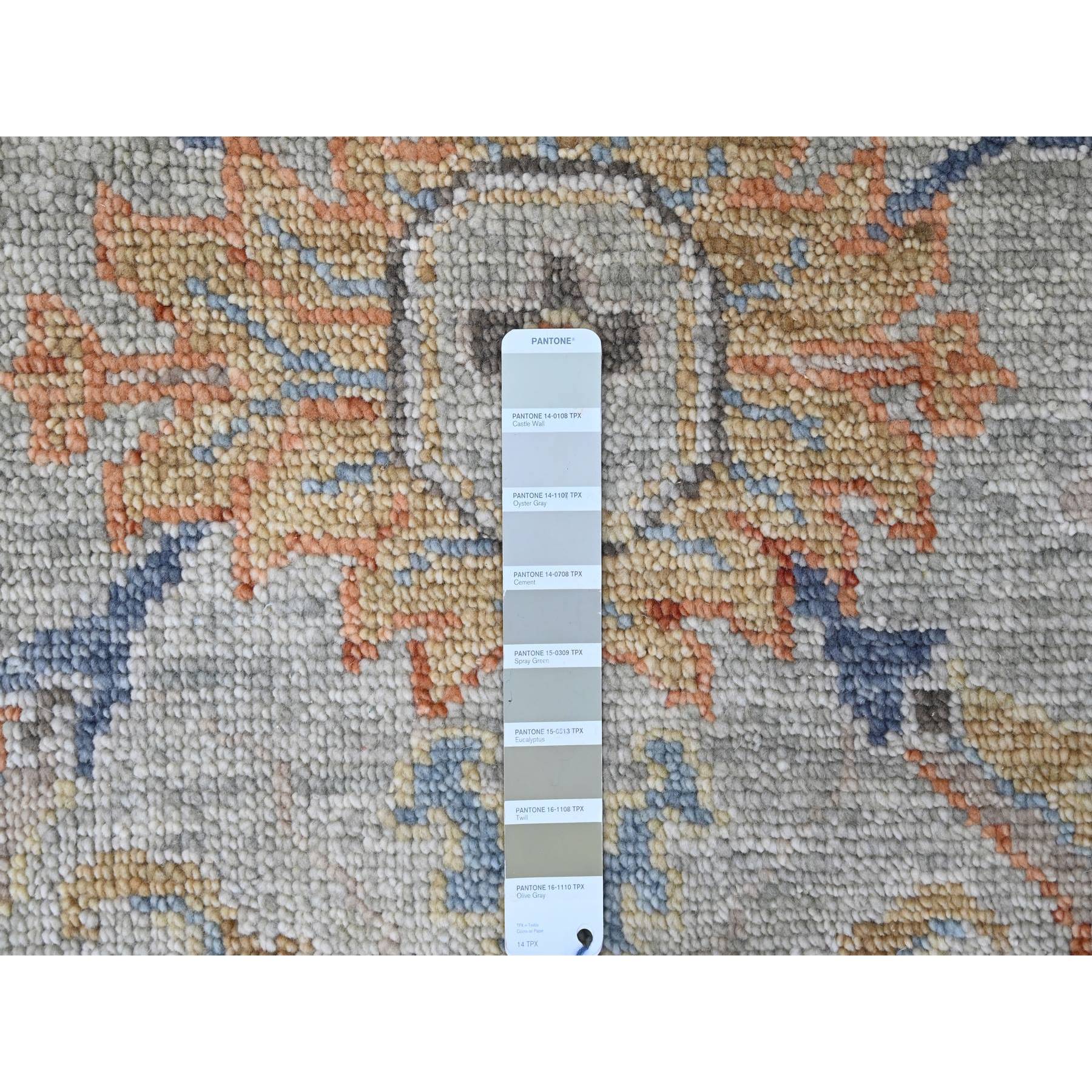8'10"x11'10" Pastel Gray, Supple Collection, Oushak Design, Hand Knotted, Lush and Plush, Pure Wool, Soft Pile, Veggie Dyes, Oriental Rug Sh10238