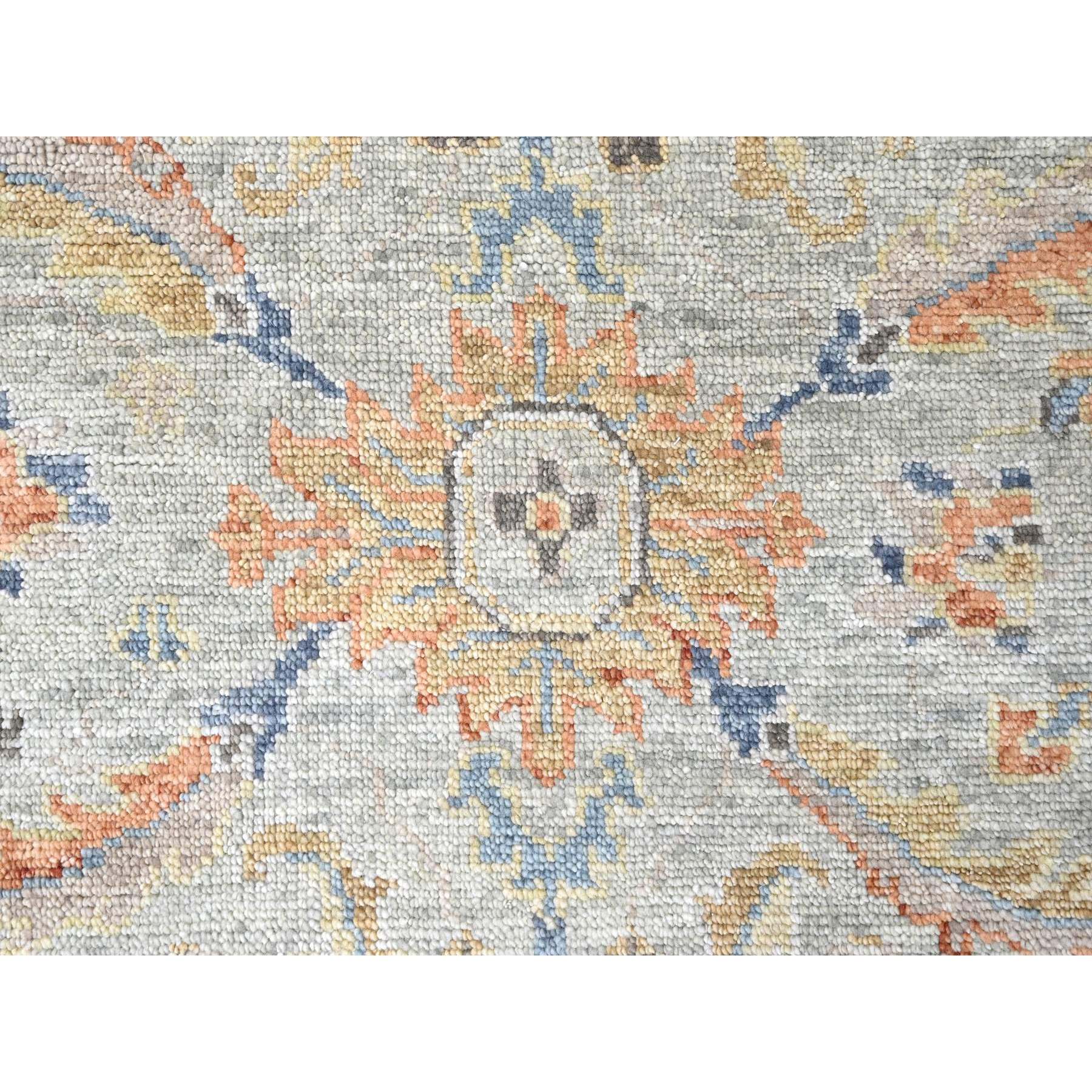 8'10"x11'10" Pastel Gray, Supple Collection, Oushak Design, Hand Knotted, Lush and Plush, Pure Wool, Soft Pile, Veggie Dyes, Oriental Rug Sh10238