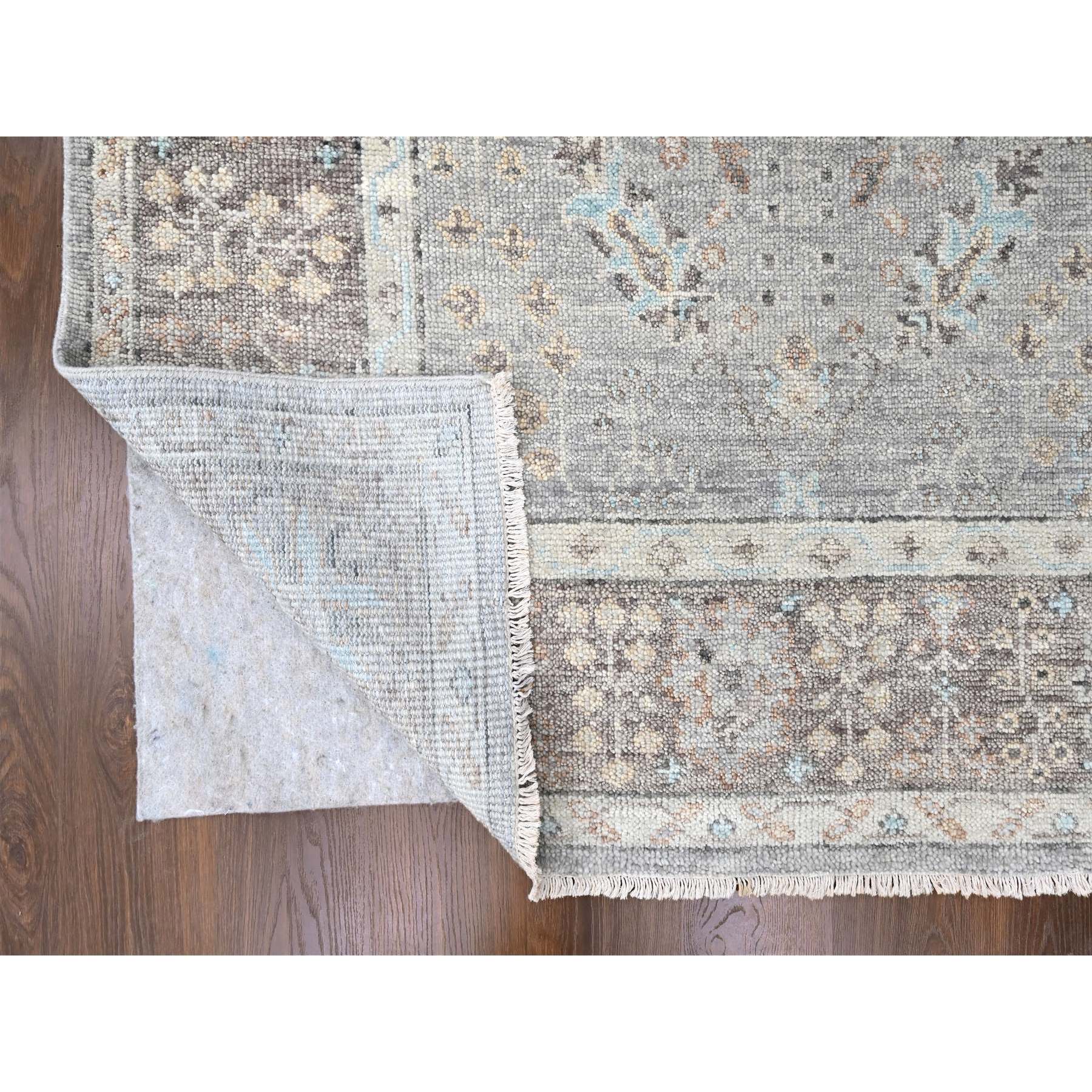 9'x12'1" Medium Gray, Tone On Tone, Oushak Design, Hand Knotted, Lush and Plush, Supple Collection, All Wool, Soft Pile, Natural Dyes, Oriental Rug Sh10239