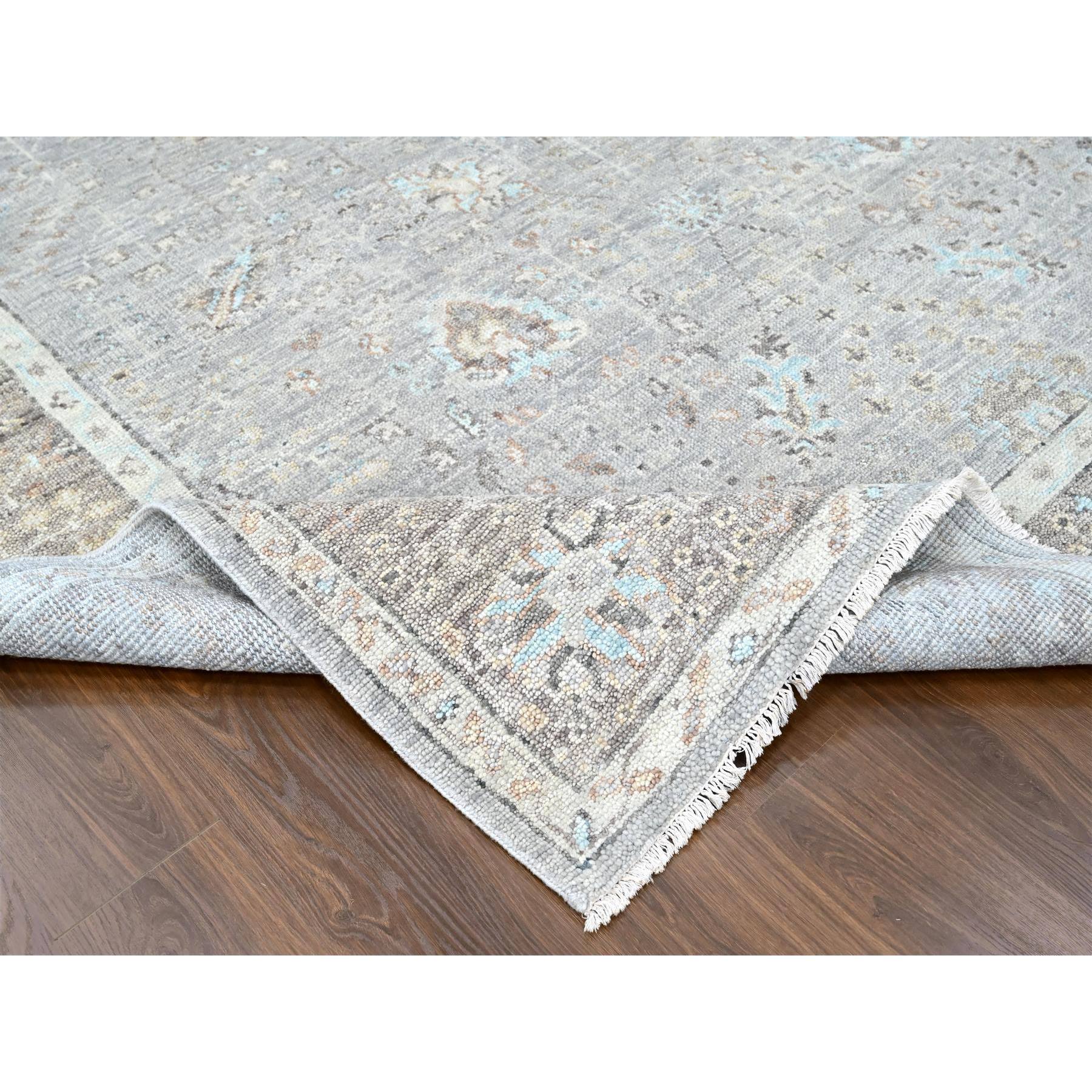 9'x12'1" Medium Gray, Tone On Tone, Oushak Design, Hand Knotted, Lush and Plush, Supple Collection, All Wool, Soft Pile, Natural Dyes, Oriental Rug Sh10239