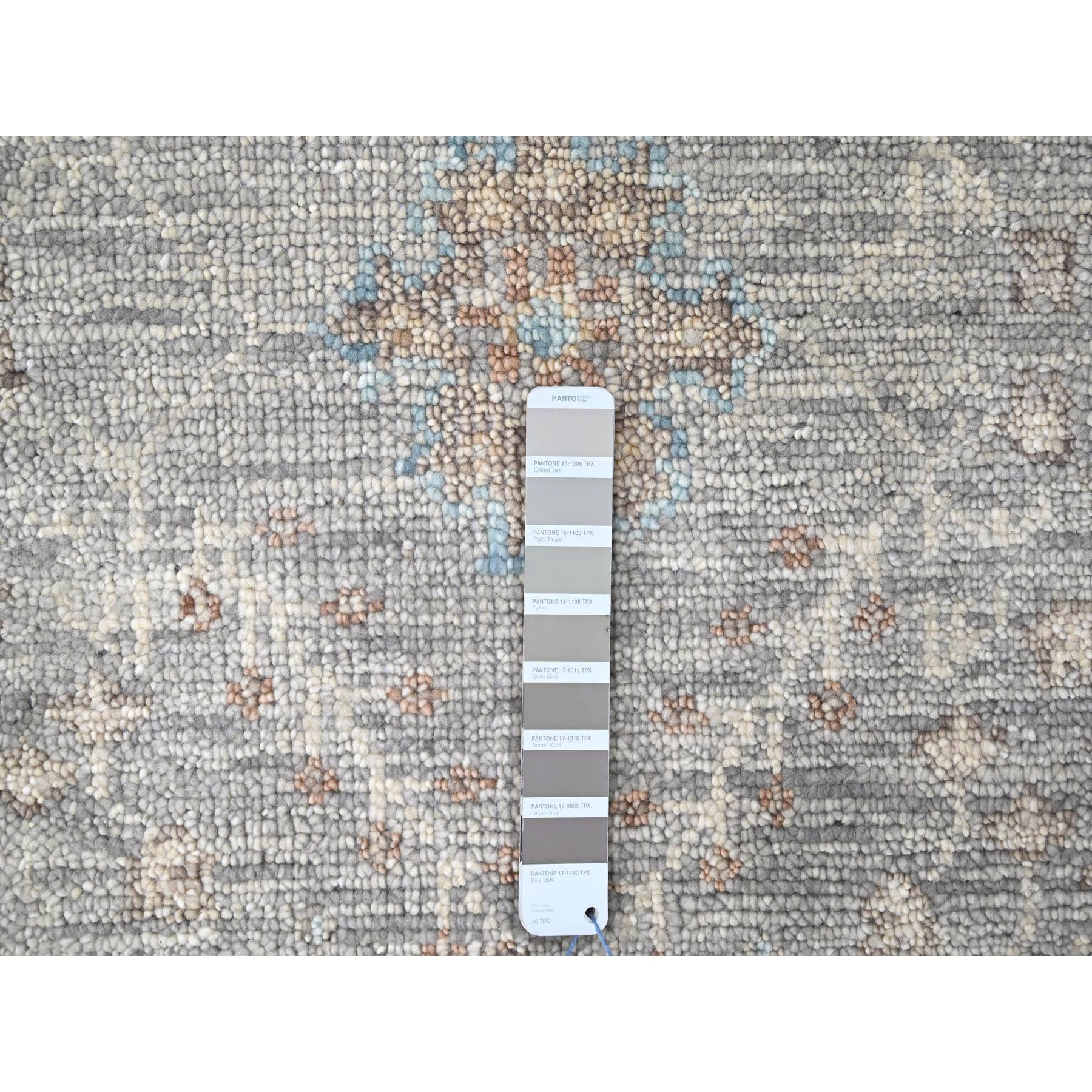 9'x12'1" Medium Gray, Tone On Tone, Oushak Design, Hand Knotted, Lush and Plush, Supple Collection, All Wool, Soft Pile, Natural Dyes, Oriental Rug Sh10239