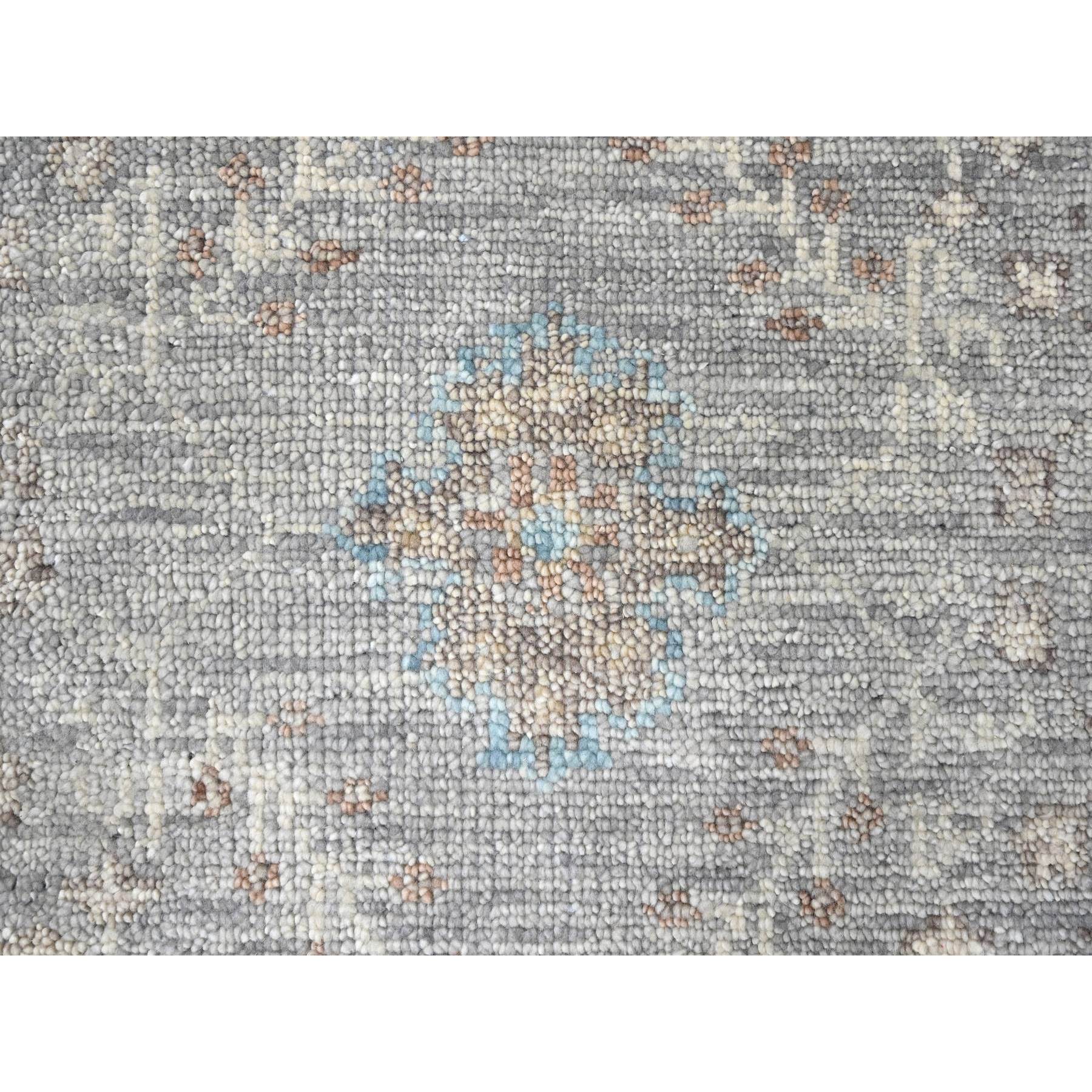 9'x12'1" Medium Gray, Tone On Tone, Oushak Design, Hand Knotted, Lush and Plush, Supple Collection, All Wool, Soft Pile, Natural Dyes, Oriental Rug Sh10239