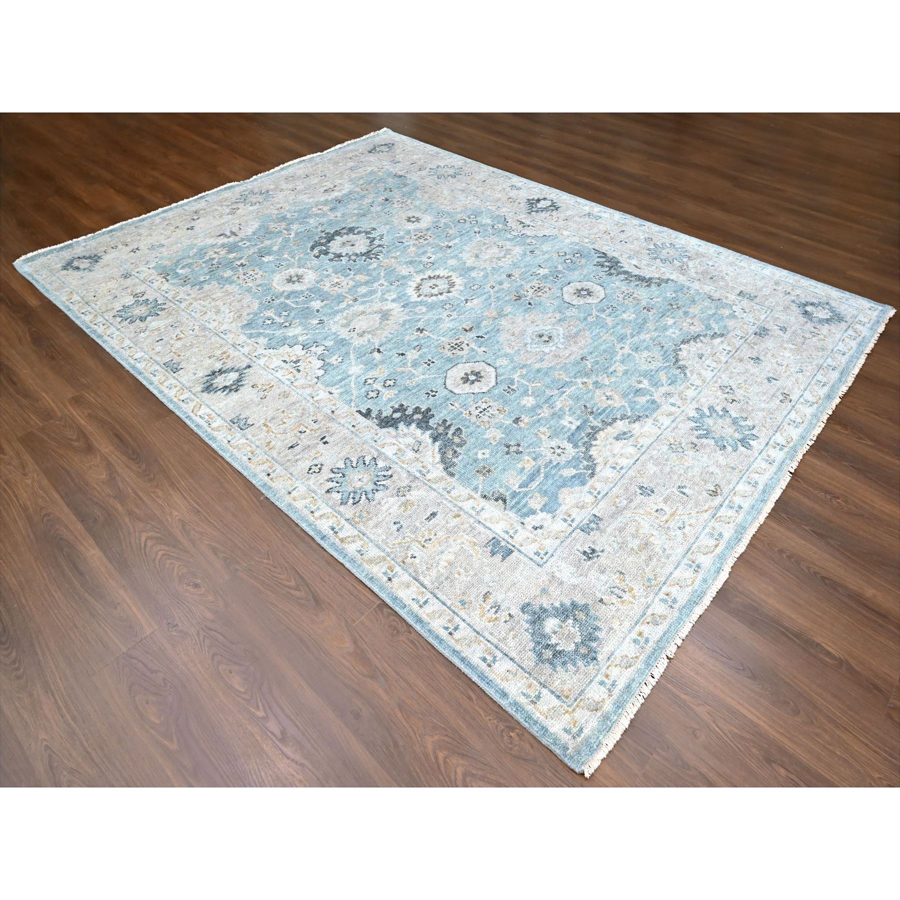 9'x12' Slate Gray, Oushak Design, Supple Collection, Tone On Tone, Hand Knotted, Soft Vibrant Wool, Plush and Lush, Oriental Rug Sh10240