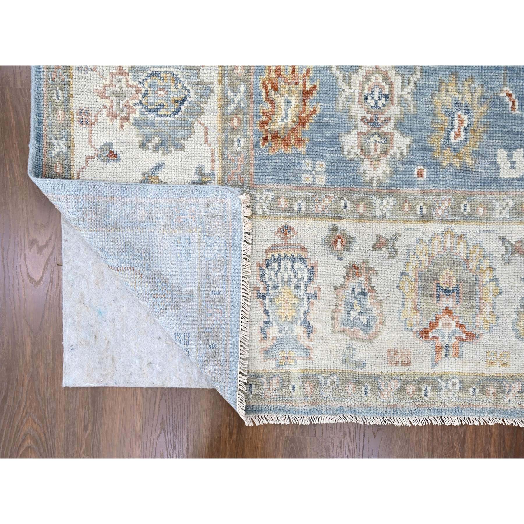 9'2"x11'10" Blue-Gray, Supple Collection, Tone On Tone, Hand Knotted, Soft Velvety Wool, Plush and Lush, Oushak Design, Oriental Rug Sh10241