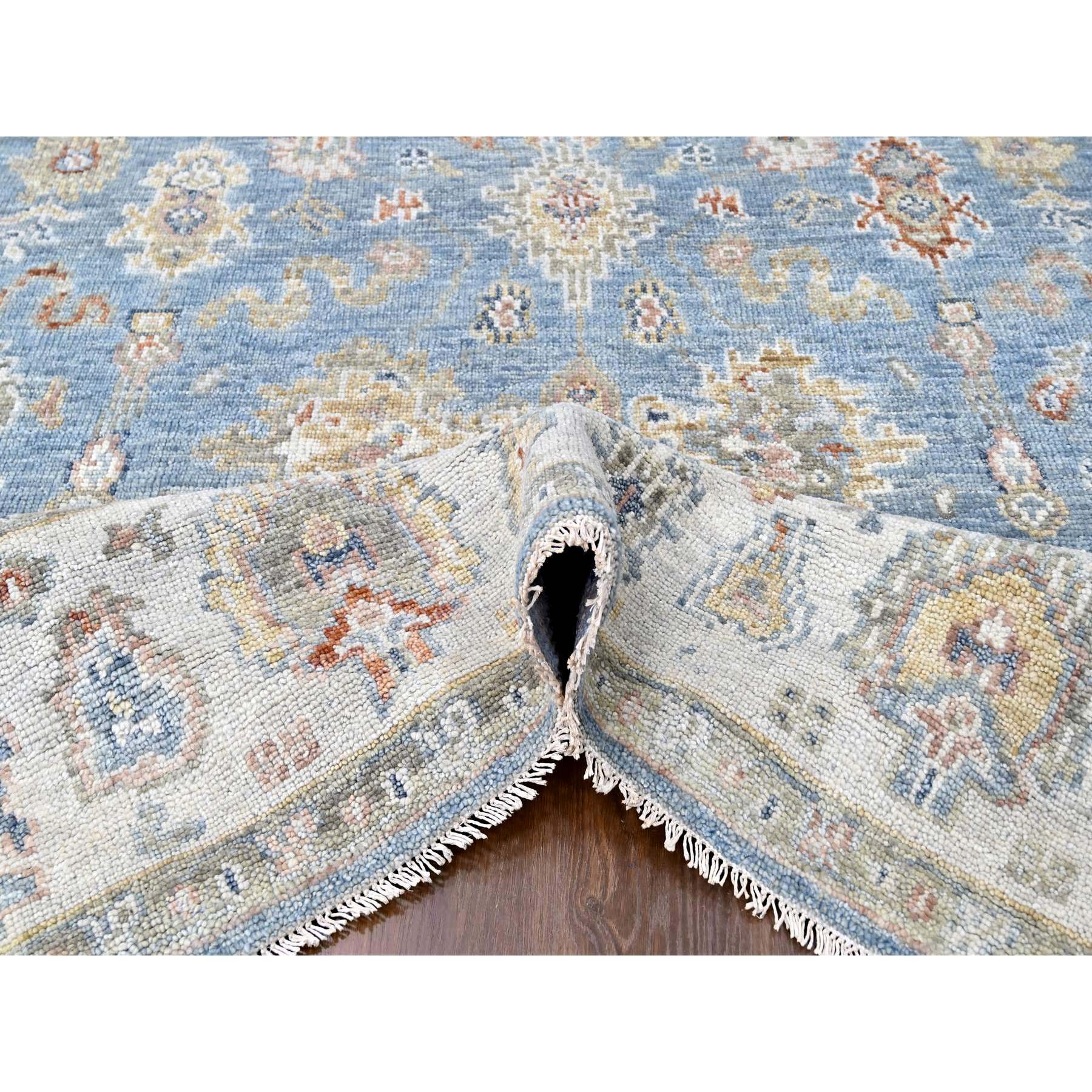 9'2"x11'10" Blue-Gray, Supple Collection, Tone On Tone, Hand Knotted, Soft Velvety Wool, Plush and Lush, Oushak Design, Oriental Rug Sh10241