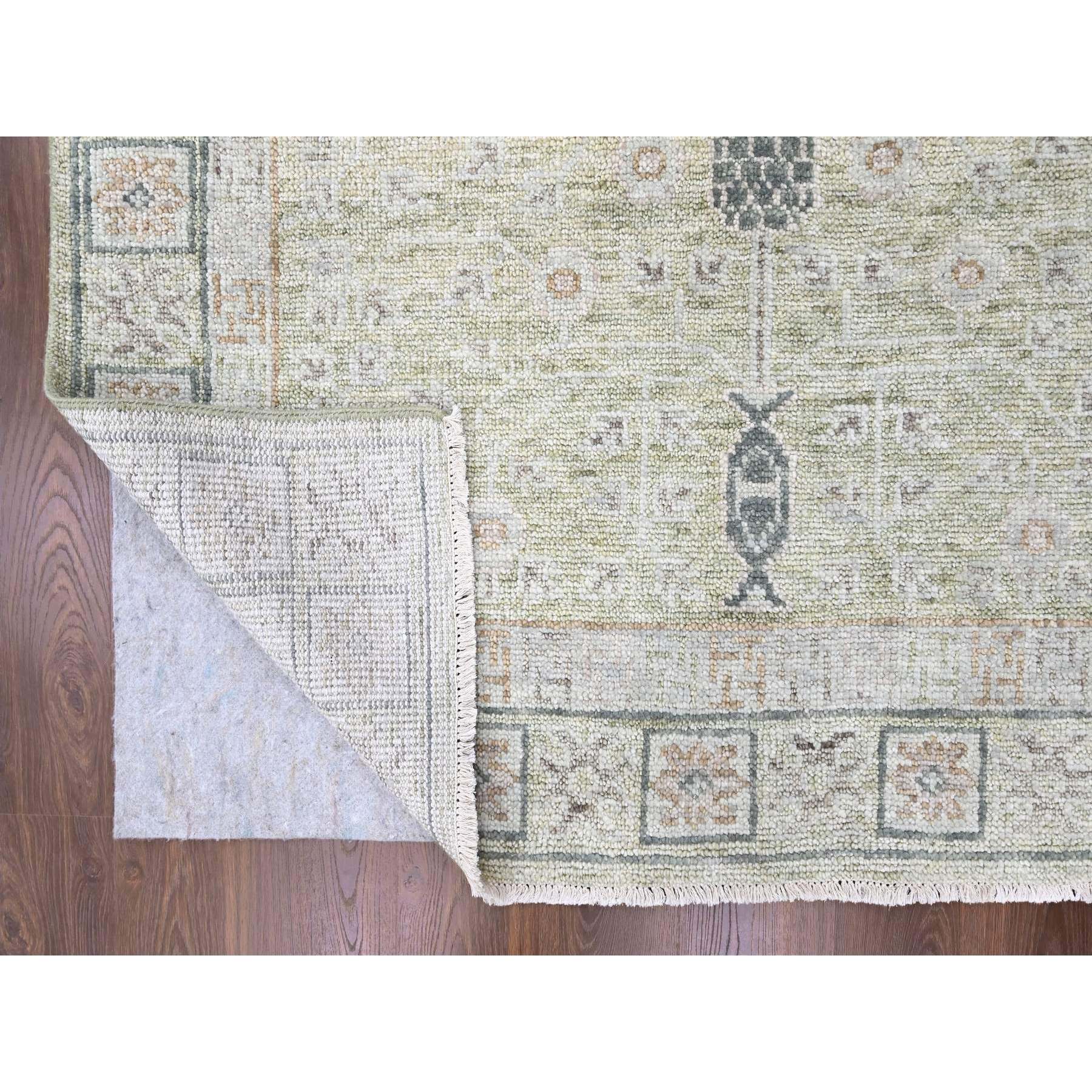 9'x12' Swamp Green, Khotan with Pomegranate Design, Supple Collection, Tone On Tone, Hand Knotted, Soft Vibrant Wool, Plush and Lush, Oriental Rug Sh10242