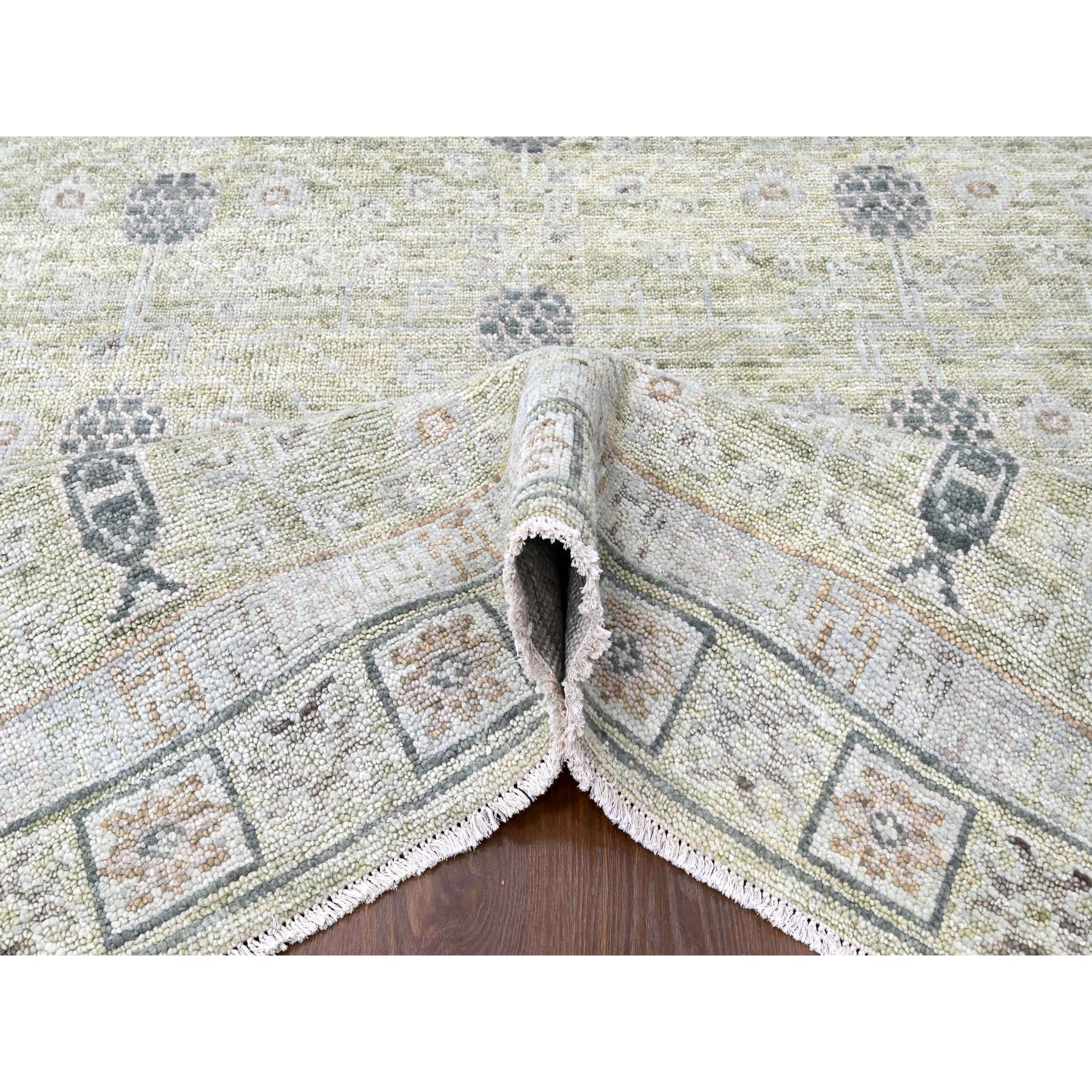 9'x12' Swamp Green, Khotan with Pomegranate Design, Supple Collection, Tone On Tone, Hand Knotted, Soft Vibrant Wool, Plush and Lush, Oriental Rug Sh10242