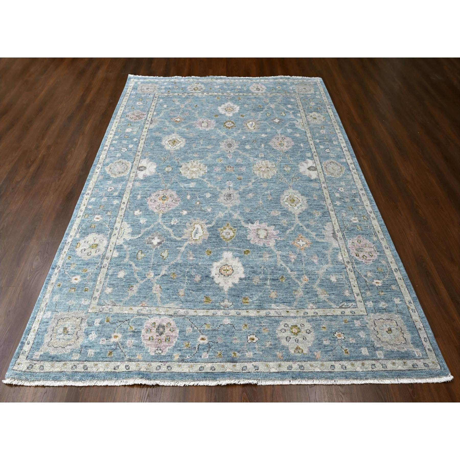 8'10"x12' Cerulean Blue, Supple Collection, Organic Wool, Hand Knotted, Oushak Design, Soft and Plush Pile, Oriental Rug Sh10243