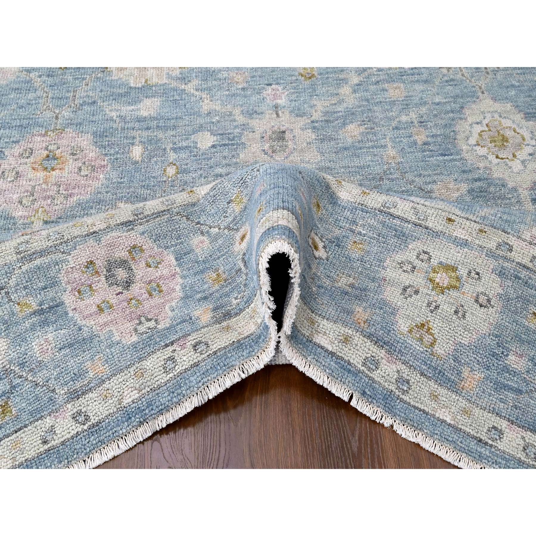 8'10"x12' Cerulean Blue, Supple Collection, Organic Wool, Hand Knotted, Oushak Design, Soft and Plush Pile, Oriental Rug Sh10243