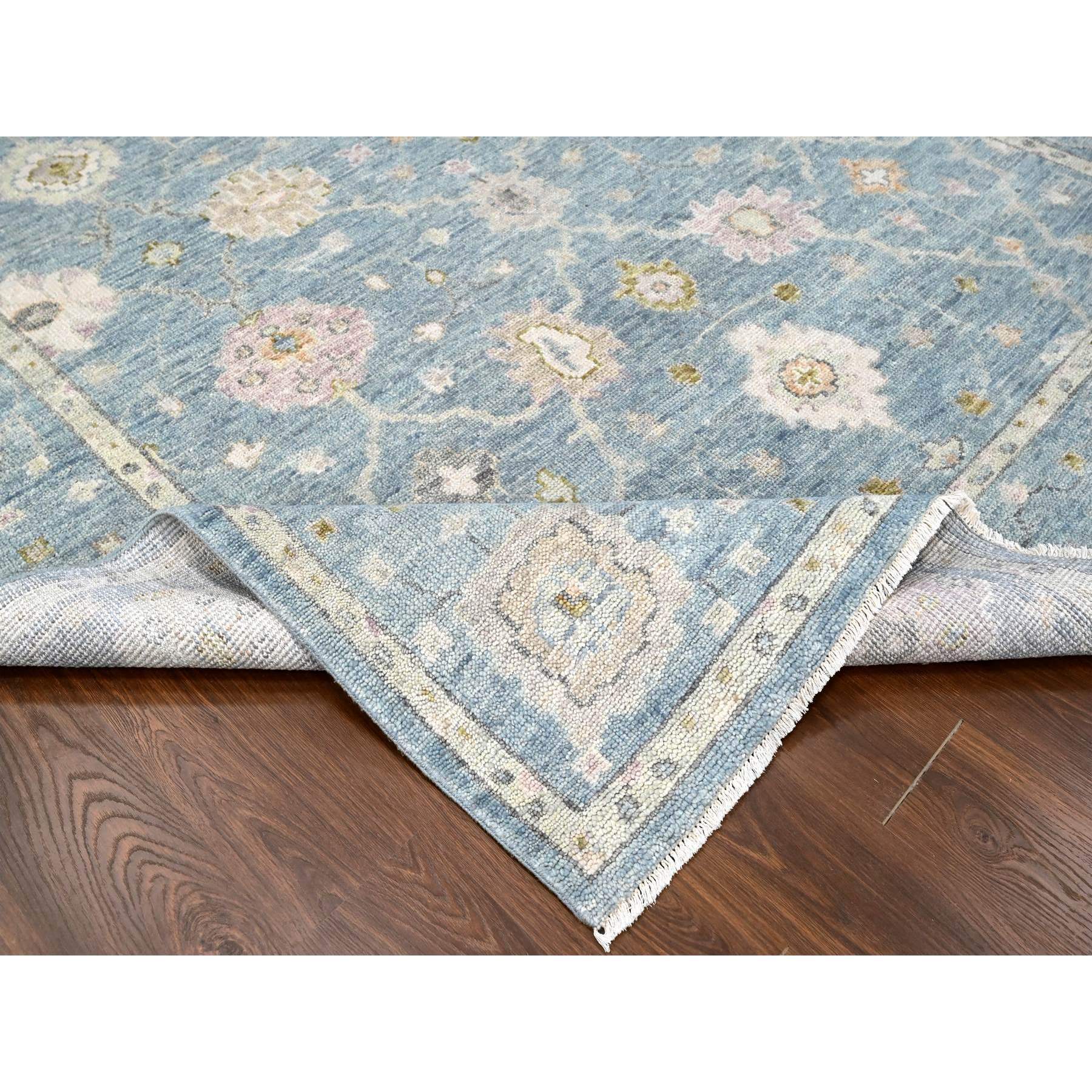 8'10"x12' Cerulean Blue, Supple Collection, Organic Wool, Hand Knotted, Oushak Design, Soft and Plush Pile, Oriental Rug Sh10243