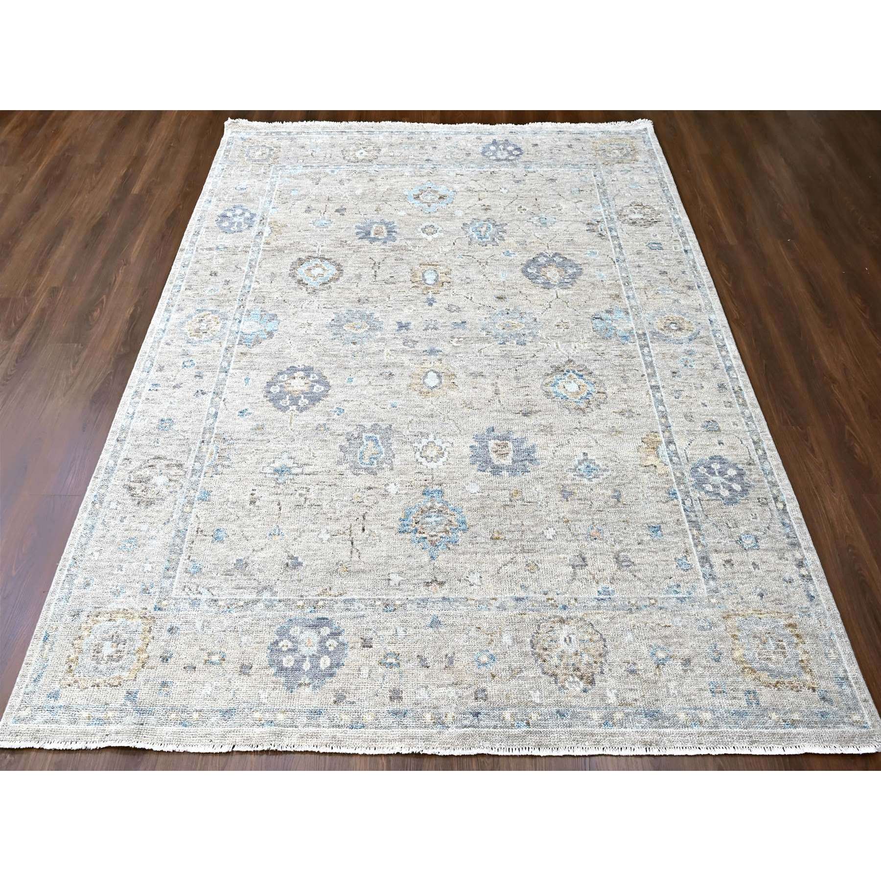 9'x12' Khaki Brown, Supple Collection, Oushak Design, Hand Knotted, Lush and Plush, Pure Wool, Soft Pile, Tone On Tone, Veggie Dyes, Oriental Rug Sh10244