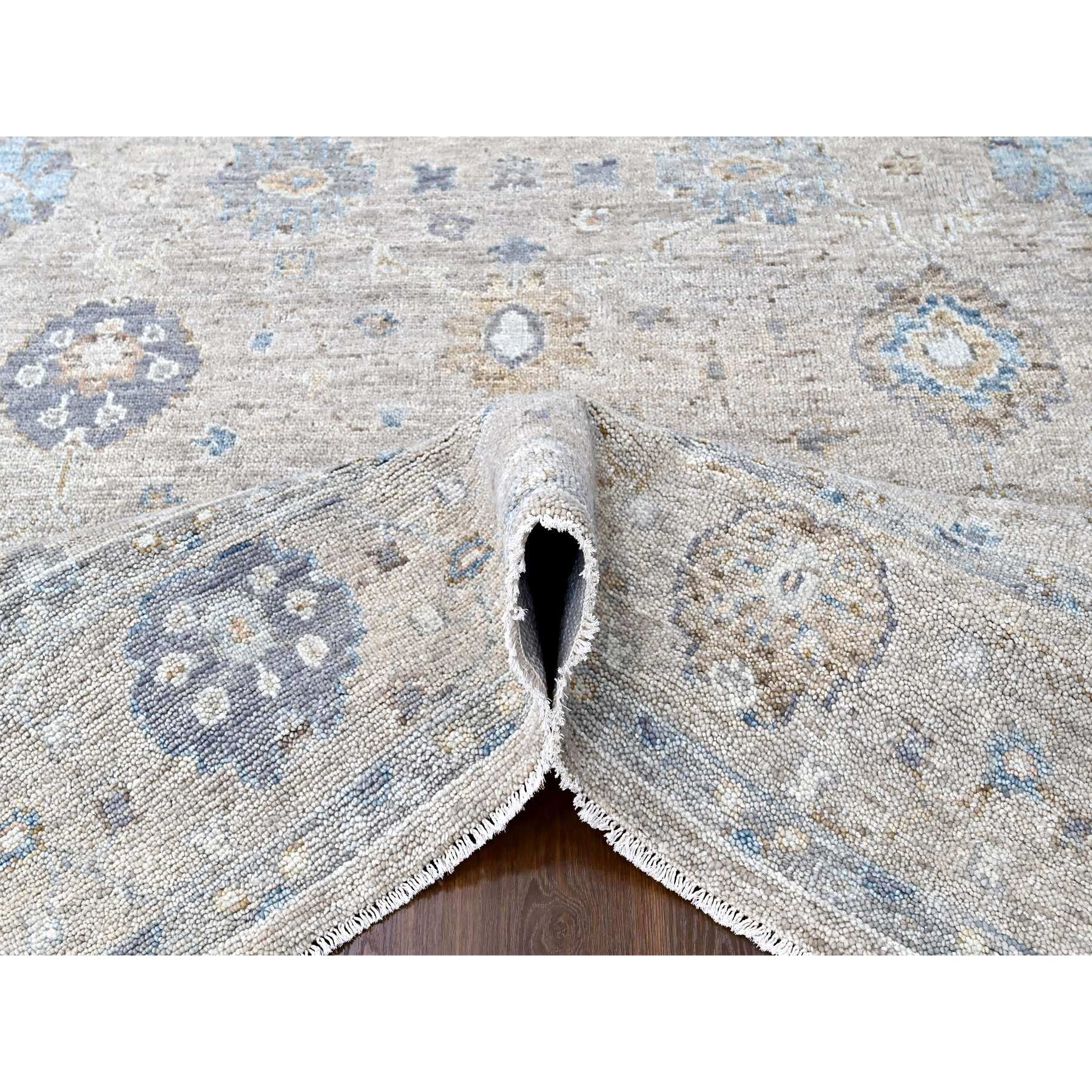 9'x12' Khaki Brown, Supple Collection, Oushak Design, Hand Knotted, Lush and Plush, Pure Wool, Soft Pile, Tone On Tone, Veggie Dyes, Oriental Rug Sh10244