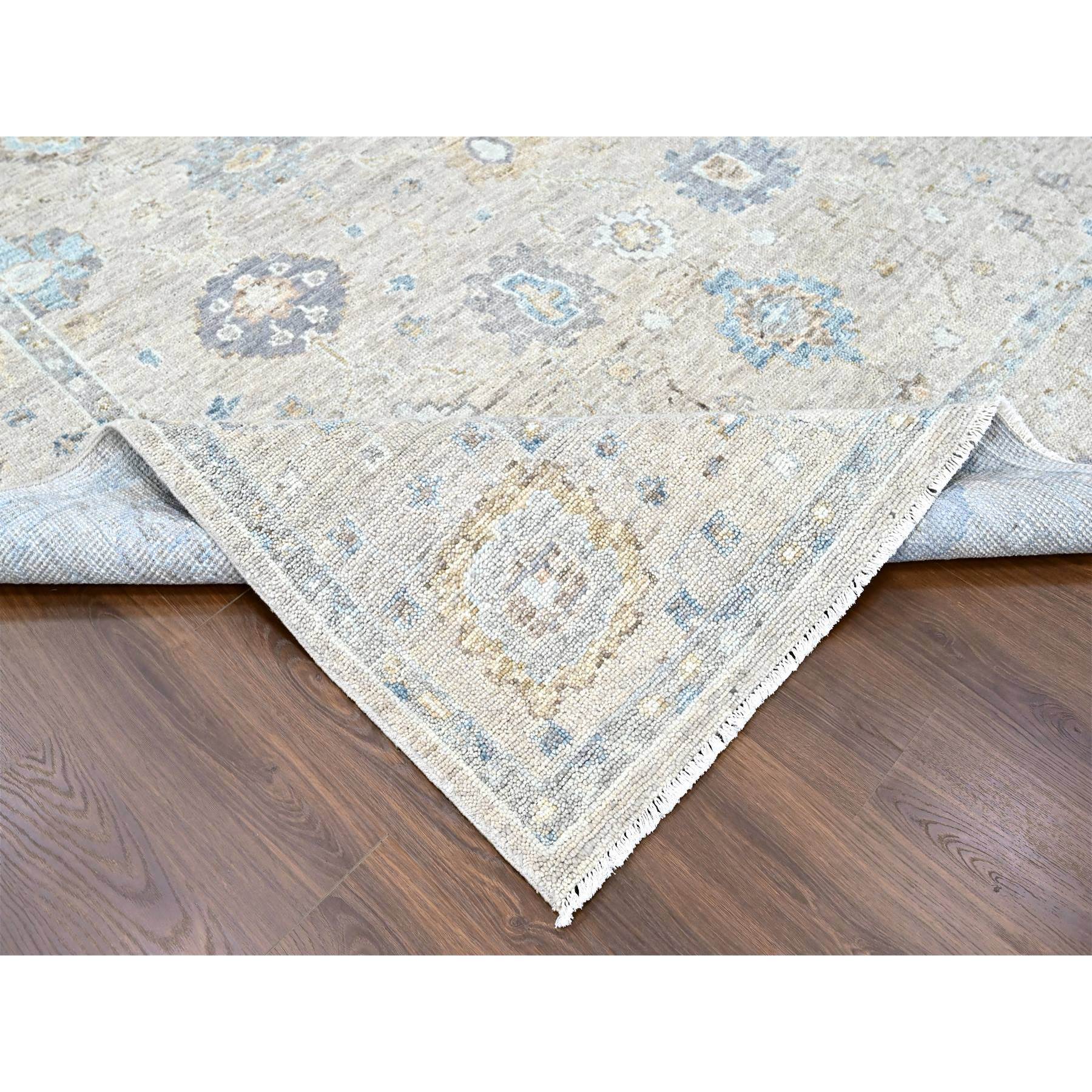 9'x12' Khaki Brown, Supple Collection, Oushak Design, Hand Knotted, Lush and Plush, Pure Wool, Soft Pile, Tone On Tone, Veggie Dyes, Oriental Rug Sh10244