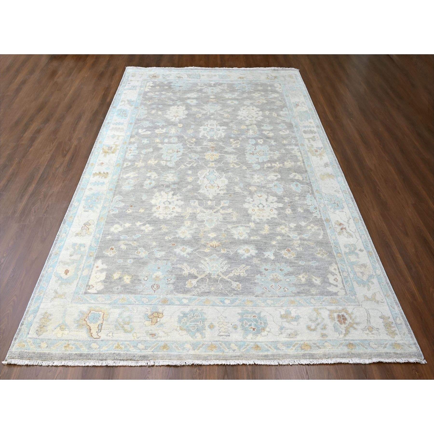 10'x14' Fossil Gray, Supple Collection, Tone On Tone, Hand Knotted, Soft Velvety Wool, Plush and Lush, Oushak Design, Oriental Rug Sh10245