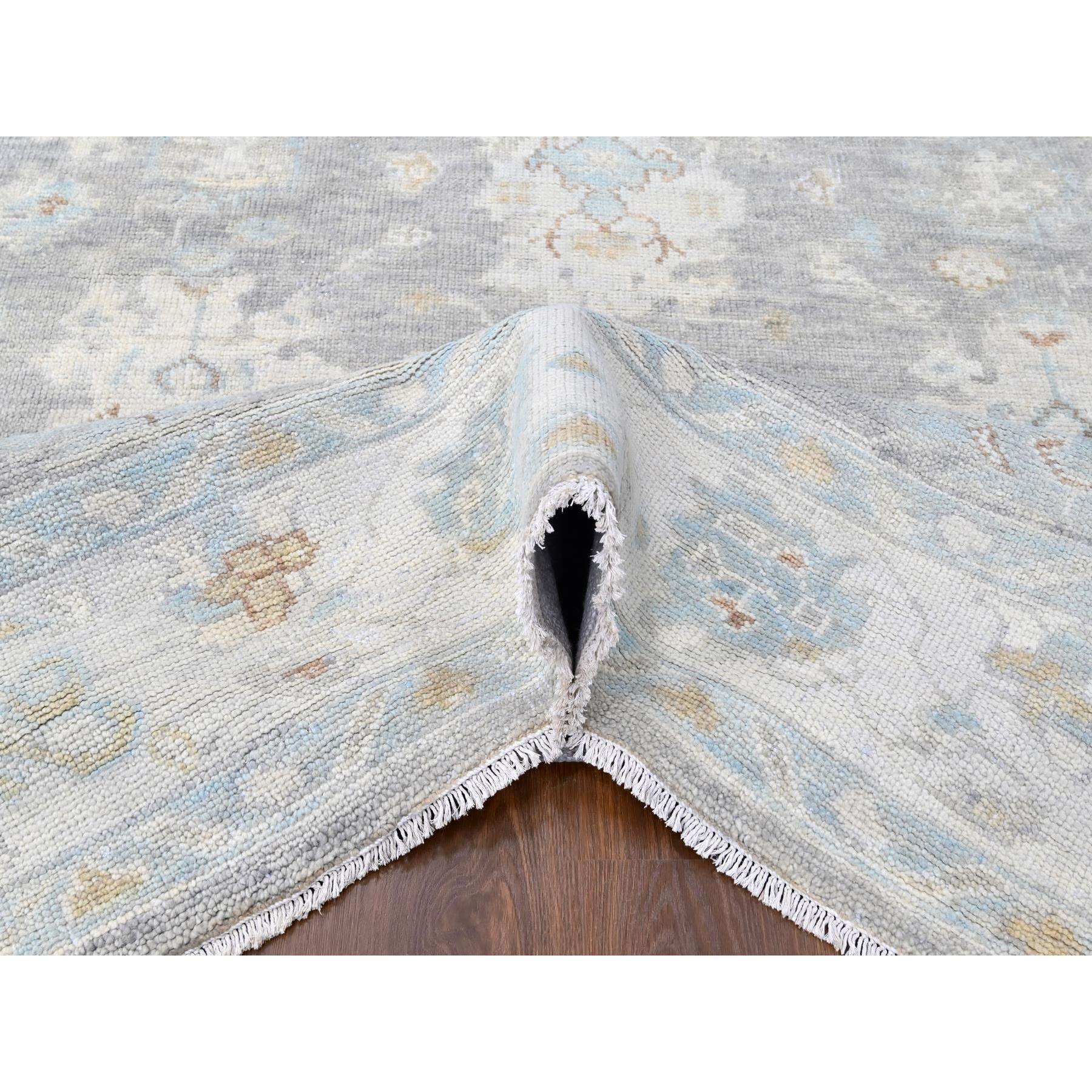 10'x14' Fossil Gray, Supple Collection, Tone On Tone, Hand Knotted, Soft Velvety Wool, Plush and Lush, Oushak Design, Oriental Rug Sh10245