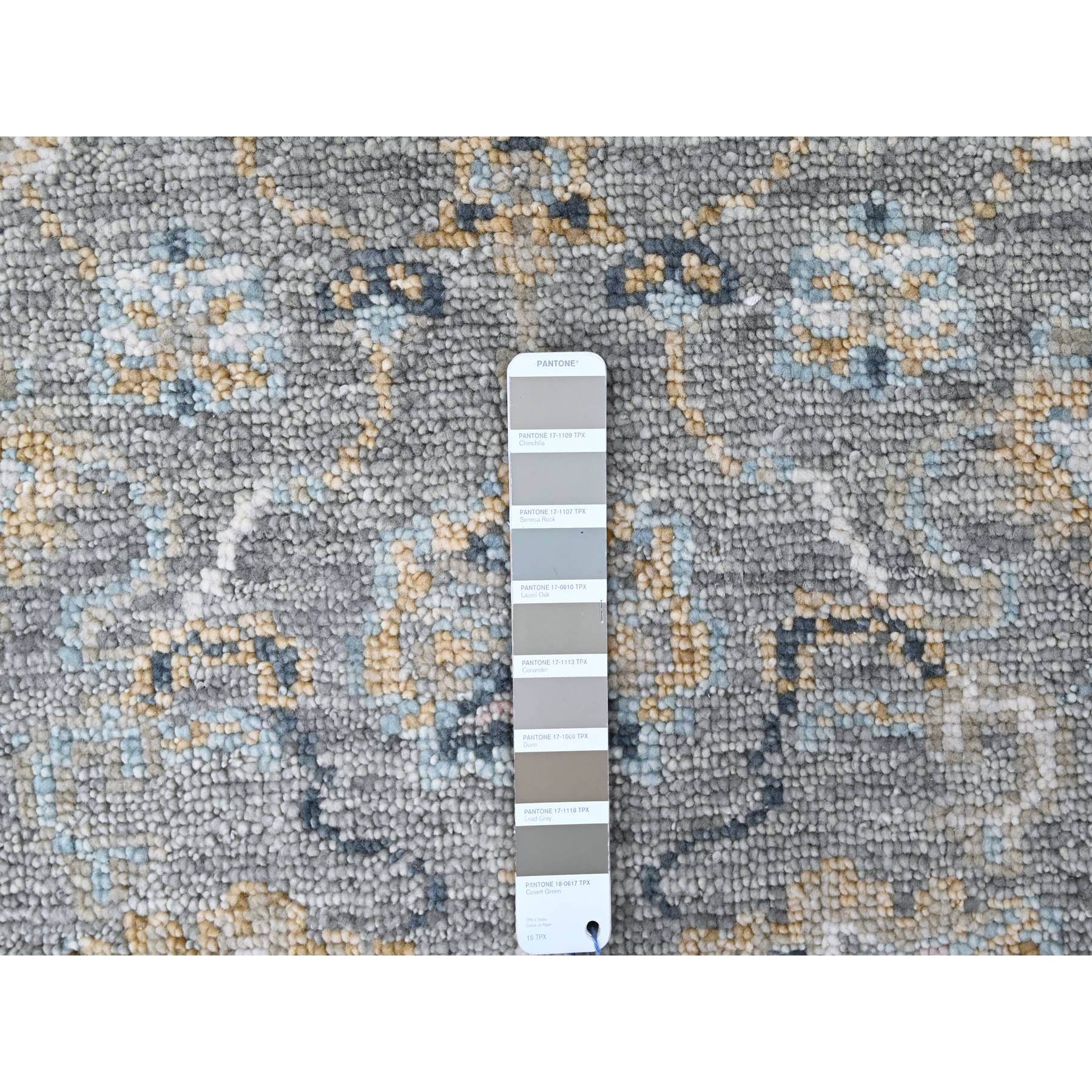 2'5"x8'6" Spanish Gray, Tone On Tone, Oushak Design, Hand Knotted, Lush and Plush, Supple Collection, All Wool, Soft Pile, Natural Dyes, Runner, Oriental Rug Sh10246
