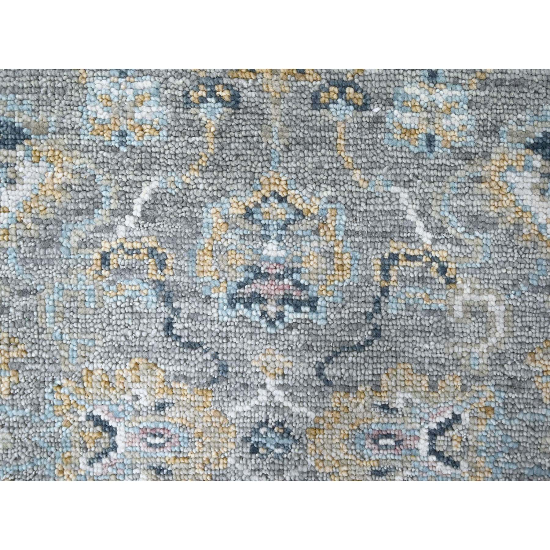 2'5"x8'6" Spanish Gray, Tone On Tone, Oushak Design, Hand Knotted, Lush and Plush, Supple Collection, All Wool, Soft Pile, Natural Dyes, Runner, Oriental Rug Sh10246