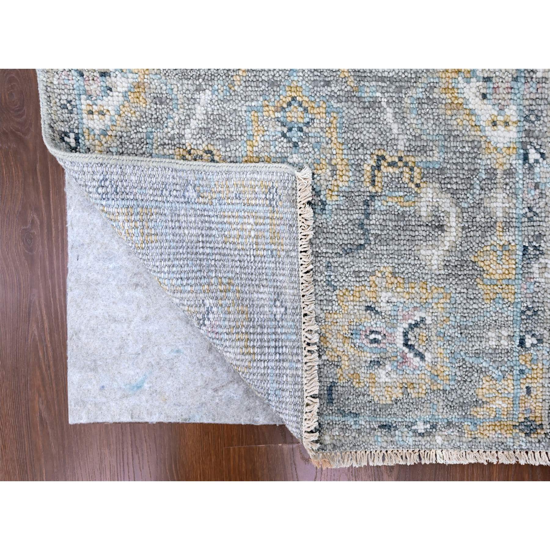 2'7"x8'5" Fossil Gray, Supple Collection, Oushak Design, Hand Knotted, Lush and Plush, Pure Wool, Soft Pile, Tone On Tone, Veggie Dyes, Runner, Oriental Rug Sh10247