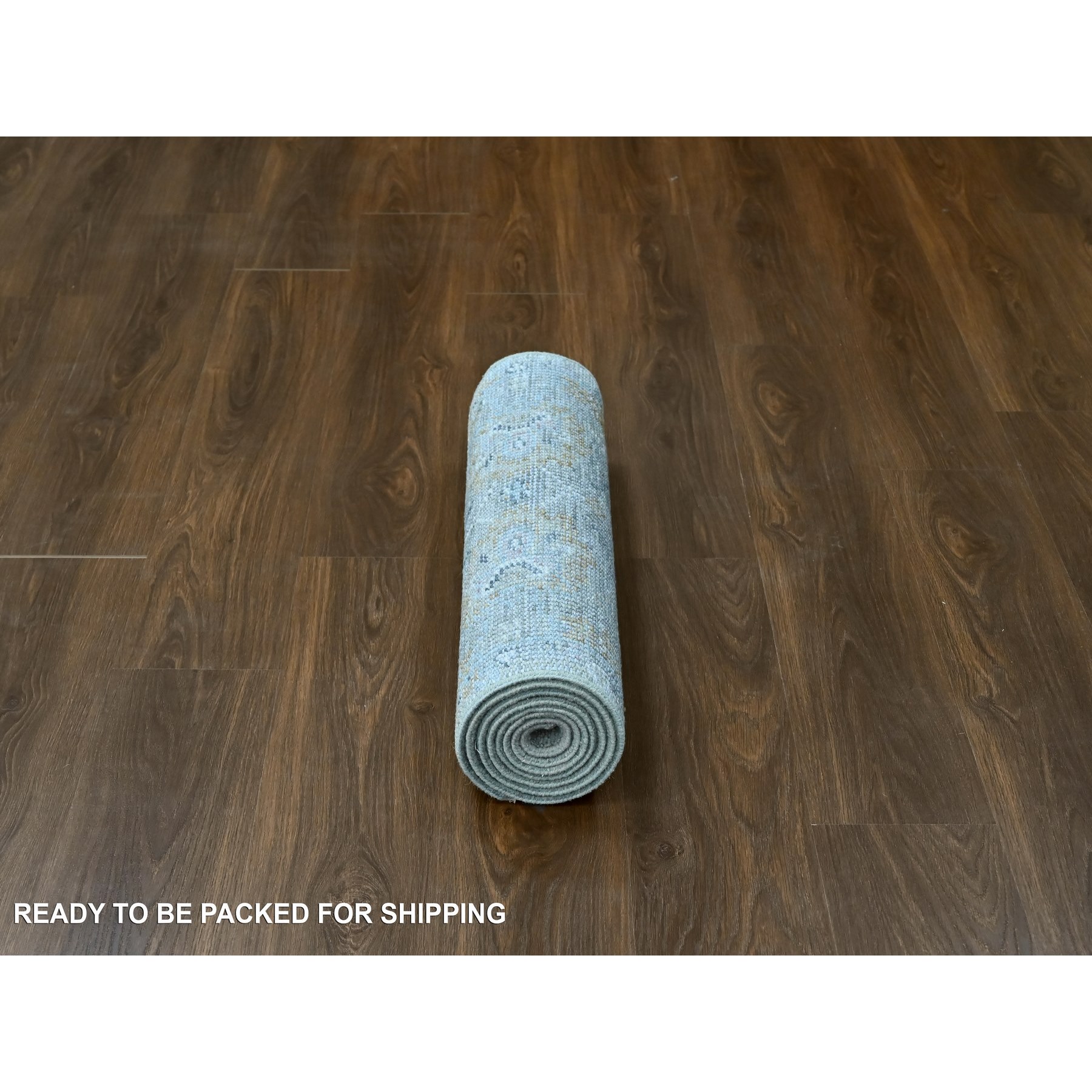 2'7"x8'5" Fossil Gray, Supple Collection, Oushak Design, Hand Knotted, Lush and Plush, Pure Wool, Soft Pile, Tone On Tone, Veggie Dyes, Runner, Oriental Rug Sh10247