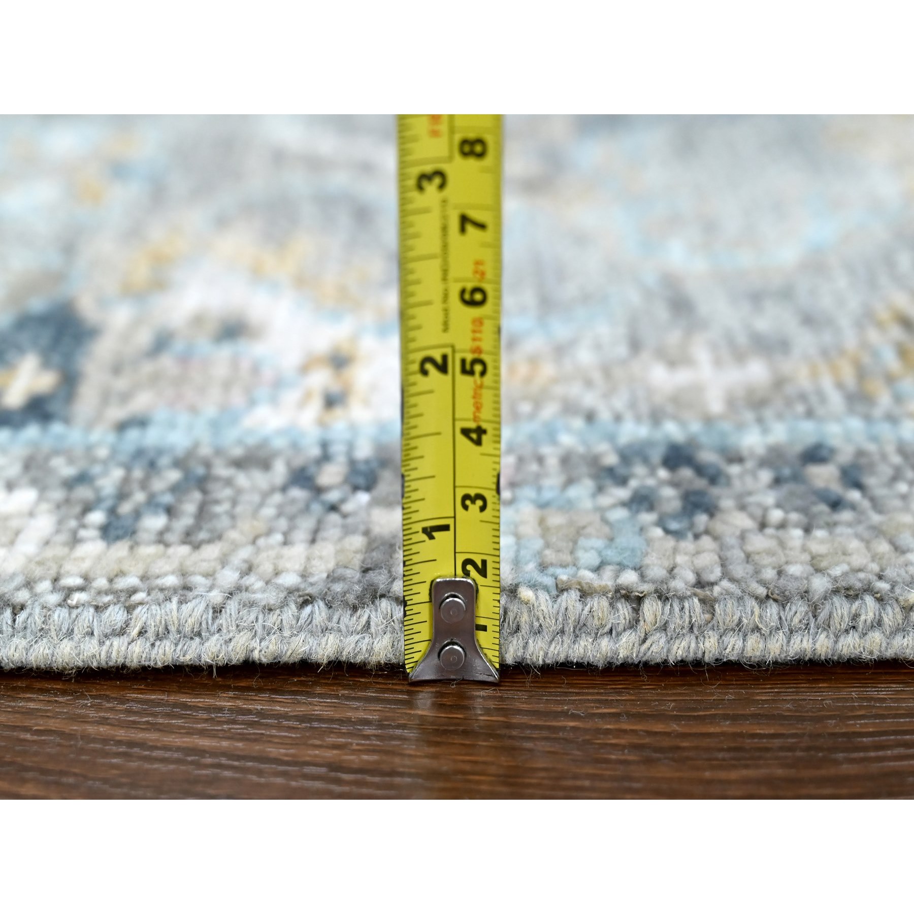 2'7"x8'5" Fossil Gray, Supple Collection, Oushak Design, Hand Knotted, Lush and Plush, Pure Wool, Soft Pile, Tone On Tone, Veggie Dyes, Runner, Oriental Rug Sh10247