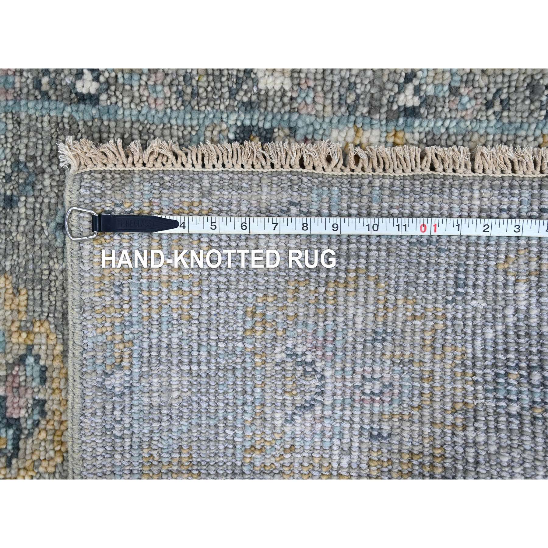 2'7"x8'5" Fossil Gray, Supple Collection, Oushak Design, Hand Knotted, Lush and Plush, Pure Wool, Soft Pile, Tone On Tone, Veggie Dyes, Runner, Oriental Rug Sh10247