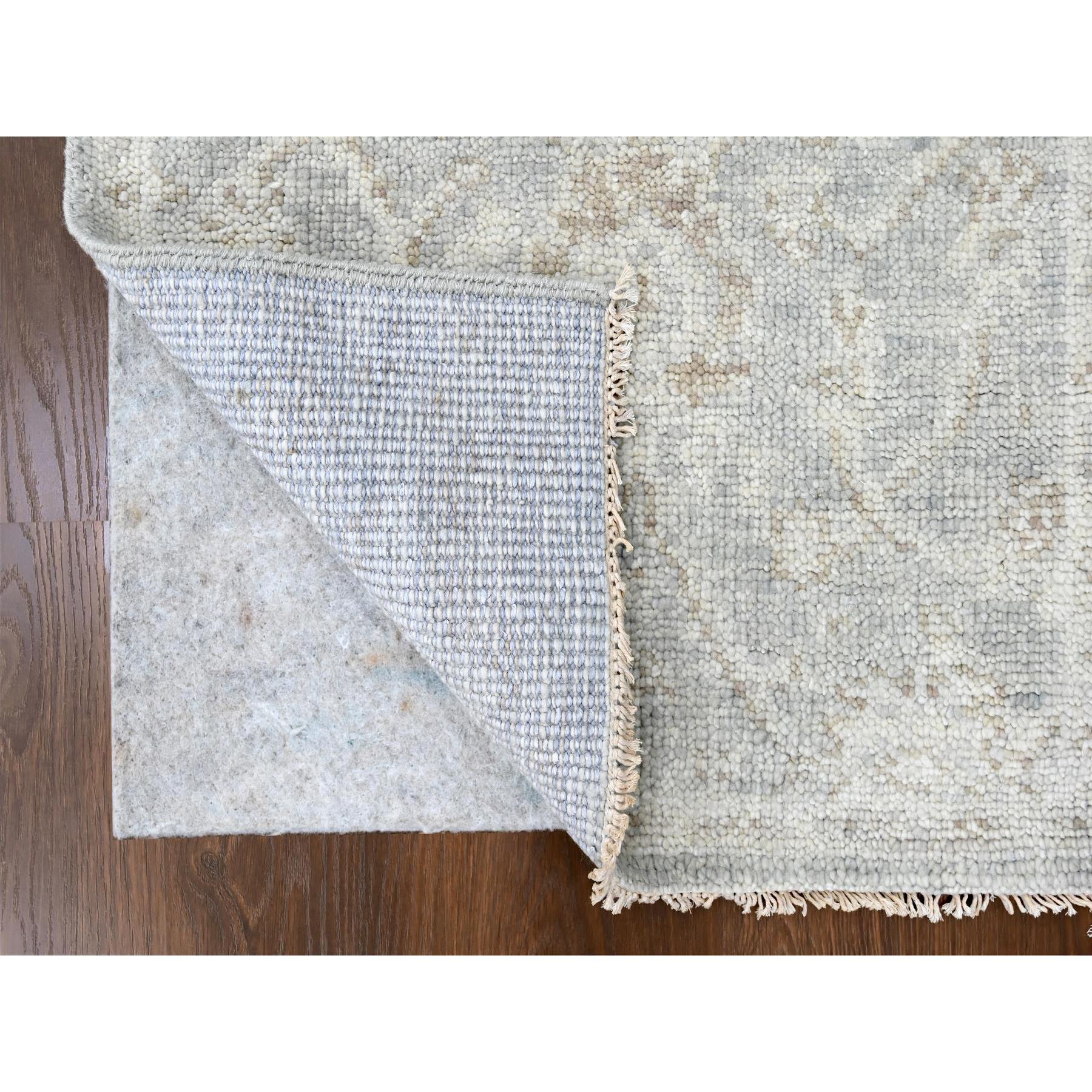 2'5"x11'4" Coin Gray, Hand Knotted, Supple Collection, Oushak Design, Tone On Tone, Soft Vibrant Wool, Plush and Lush, Runner, Oriental Rug Sh10249
