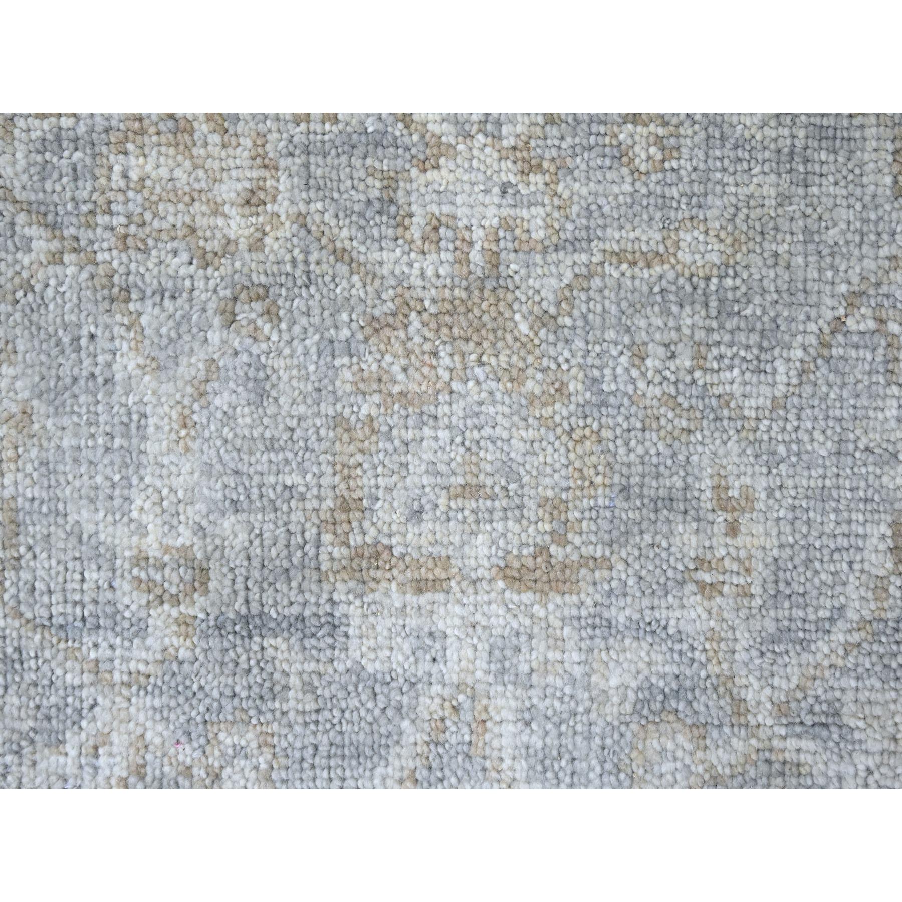 2'5"x11'4" Coin Gray, Hand Knotted, Supple Collection, Oushak Design, Tone On Tone, Soft Vibrant Wool, Plush and Lush, Runner, Oriental Rug Sh10249
