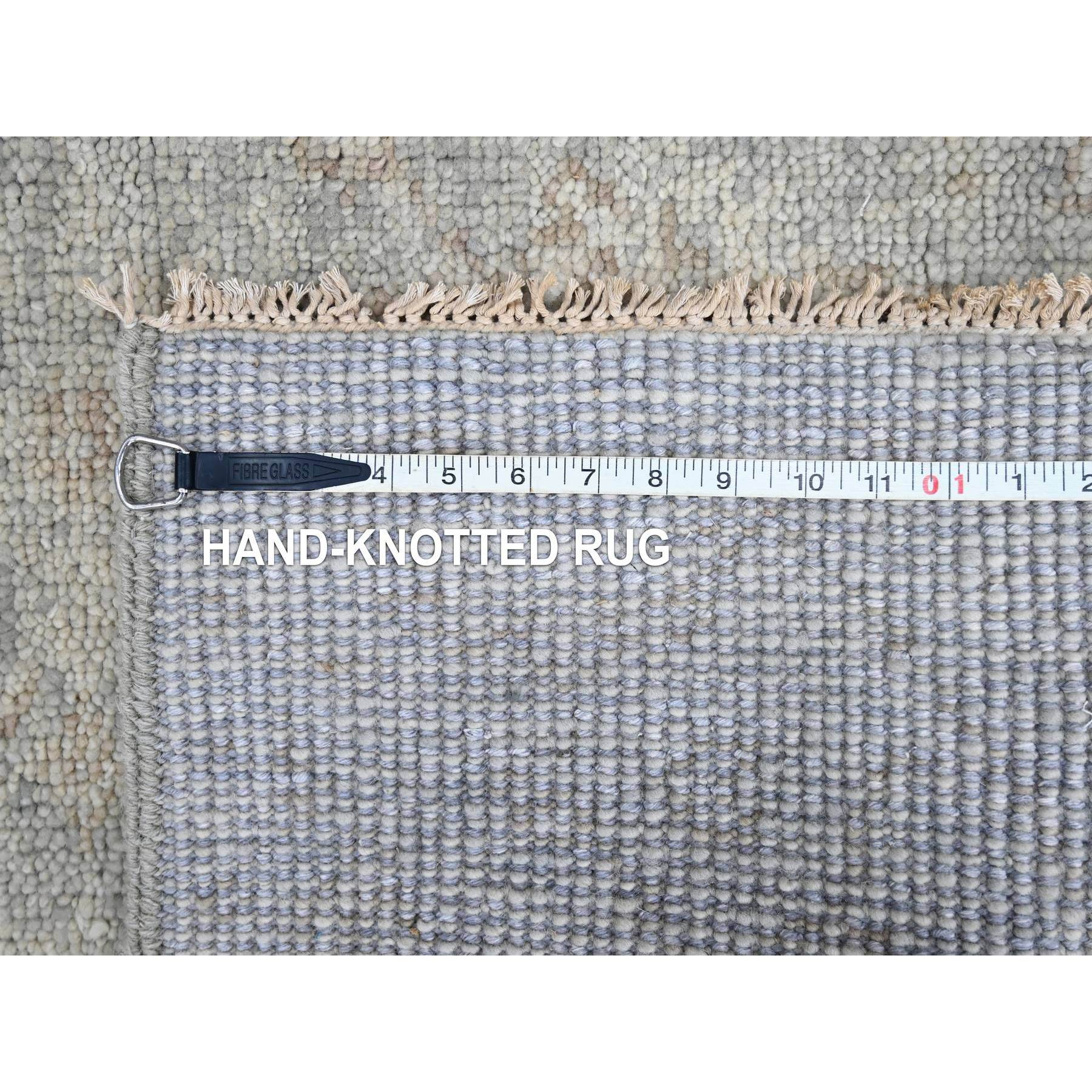 2'5"x11'4" Coin Gray, Hand Knotted, Supple Collection, Oushak Design, Tone On Tone, Soft Vibrant Wool, Plush and Lush, Runner, Oriental Rug Sh10249
