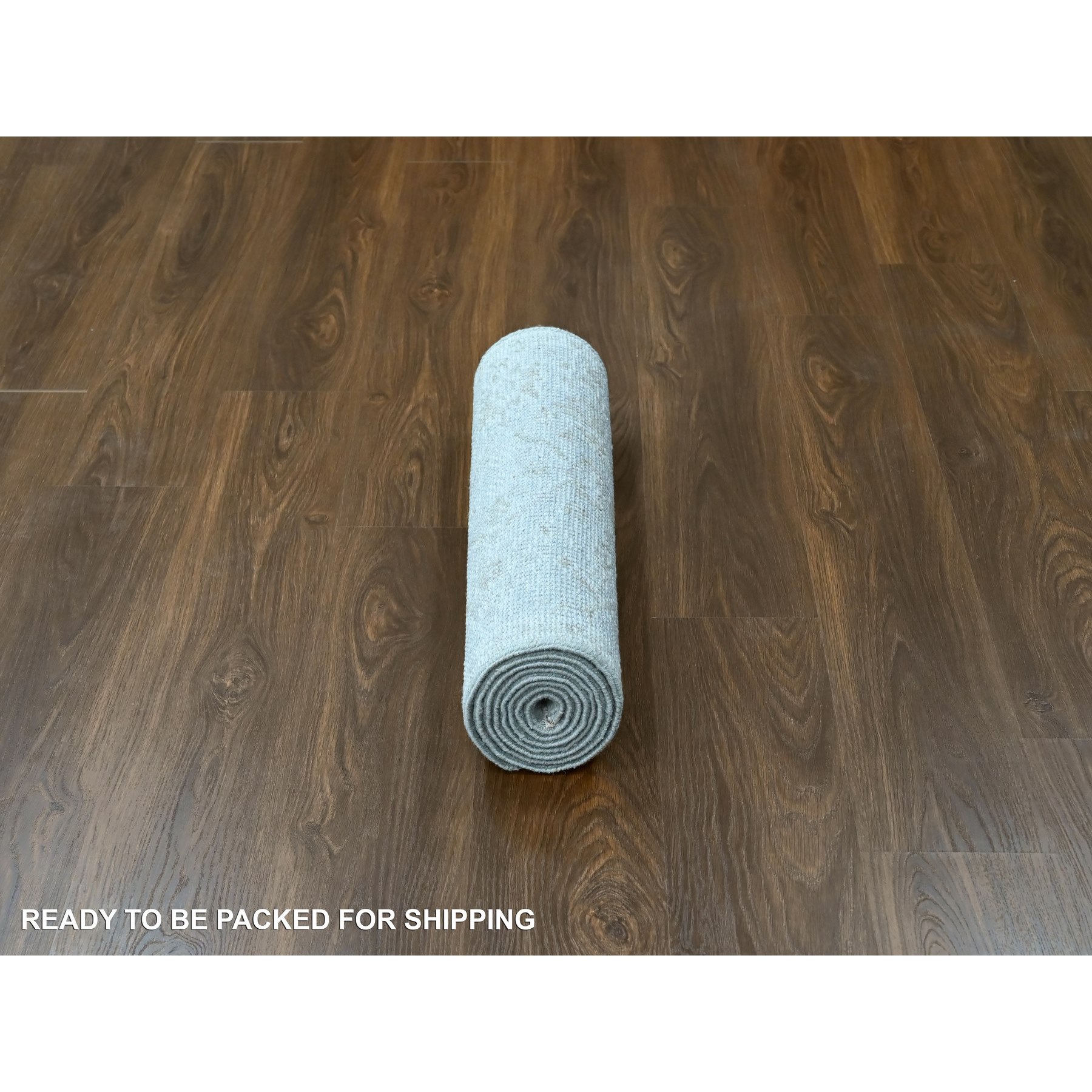 2'6"x8'7" Cloud Gray, Tone On Tone, Oushak Design, Hand Knotted, Lush and Plush, Supple Collection, All Wool, Soft Pile, Natural Dyes, Runner, Oriental Rug Sh10257