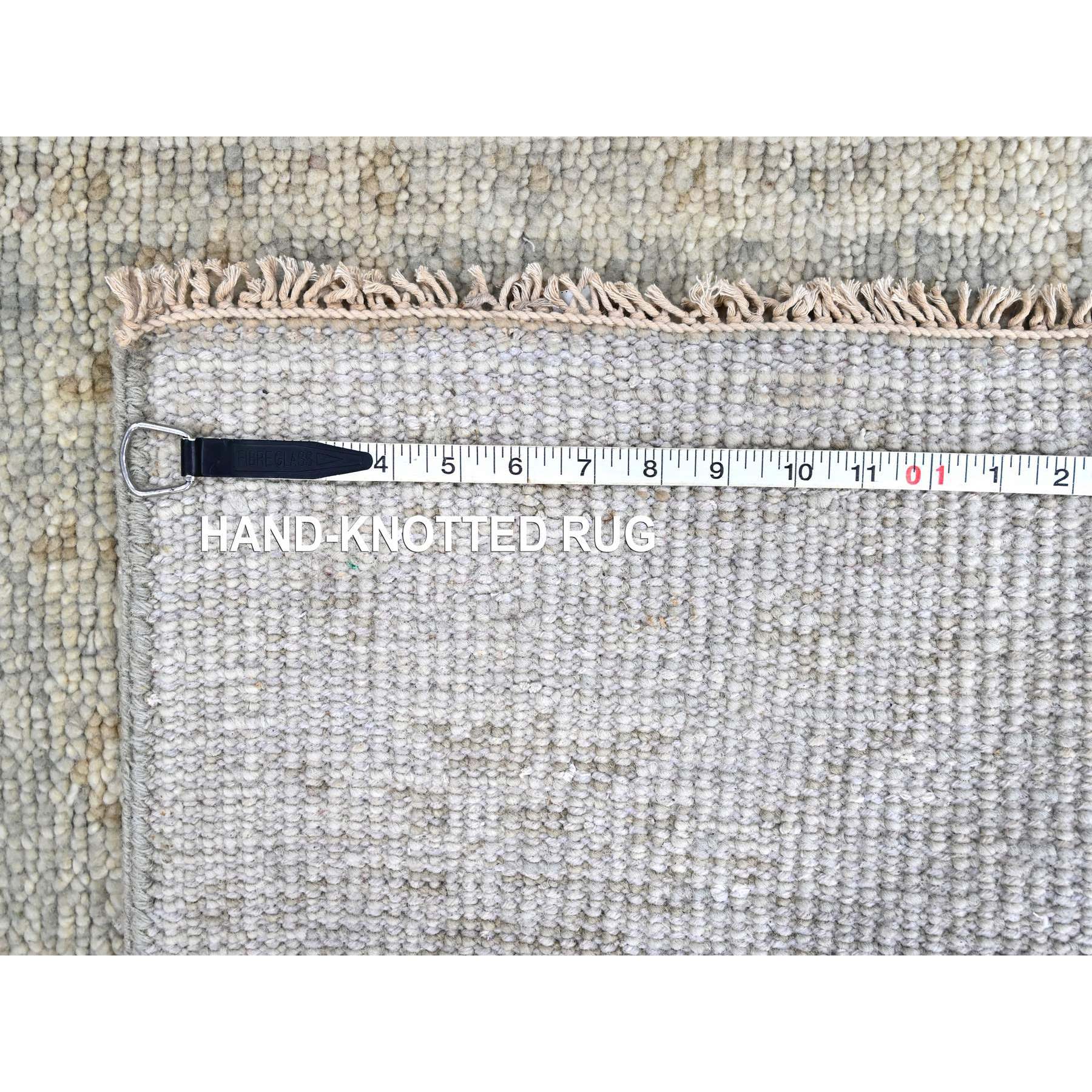 2'6"x8'7" Cloud Gray, Tone On Tone, Oushak Design, Hand Knotted, Lush and Plush, Supple Collection, All Wool, Soft Pile, Natural Dyes, Runner, Oriental Rug Sh10257