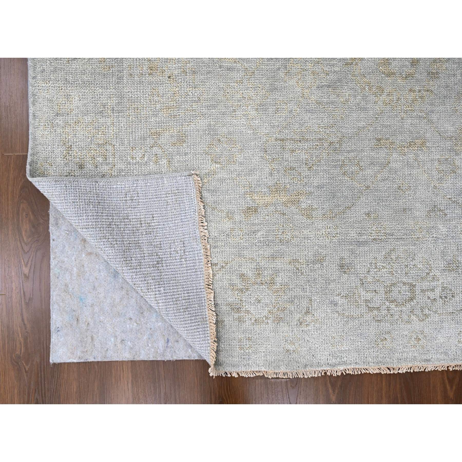 7'8"x9'10" Stone Gray, Supple Collection, Oushak All Over Design, Soft Velvety Wool, Hand Knotted, Vegetable Dyes, Oriental Rug Sh10260