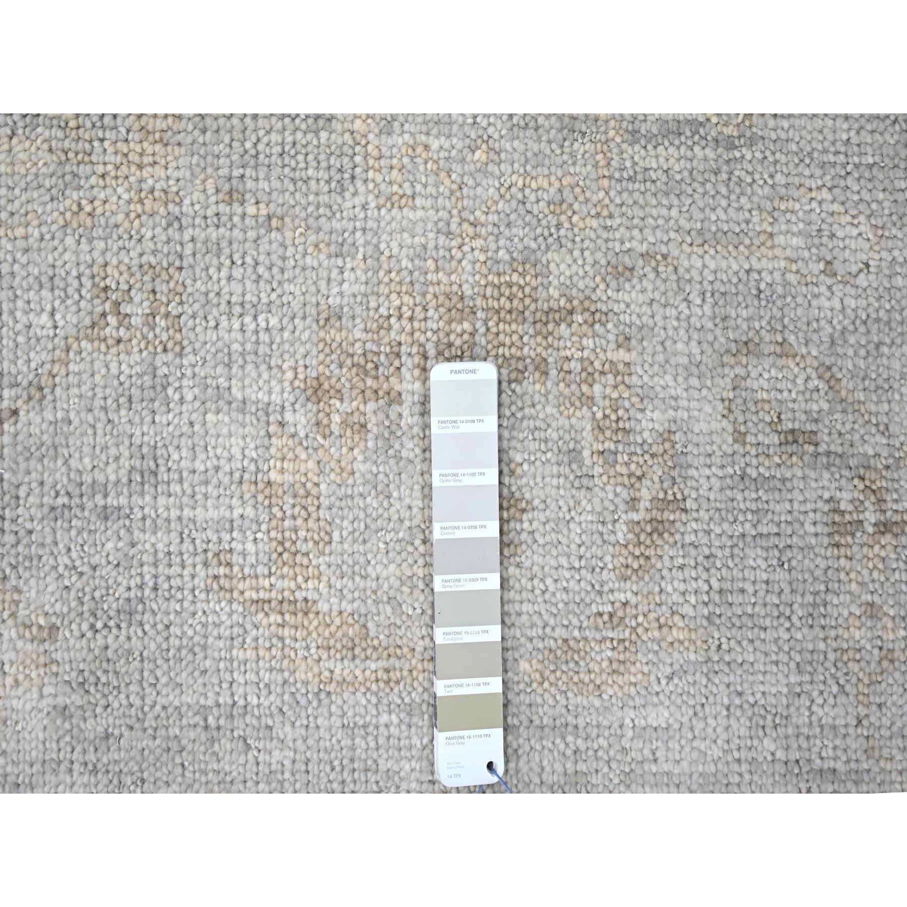7'8"x9'10" Stone Gray, Supple Collection, Oushak All Over Design, Soft Velvety Wool, Hand Knotted, Vegetable Dyes, Oriental Rug Sh10260