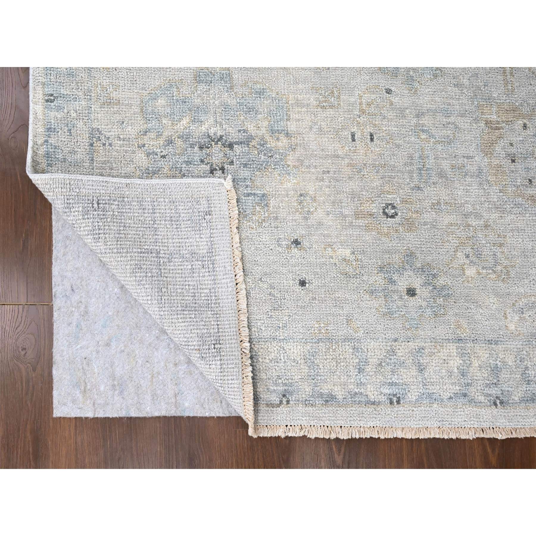 8'6"x11'4" Oyster Gray, Supple Collection, Oushak All Over Design, Soft Velvety Wool, Hand Knotted, Natural Dyes, Oriental Rug Sh10263