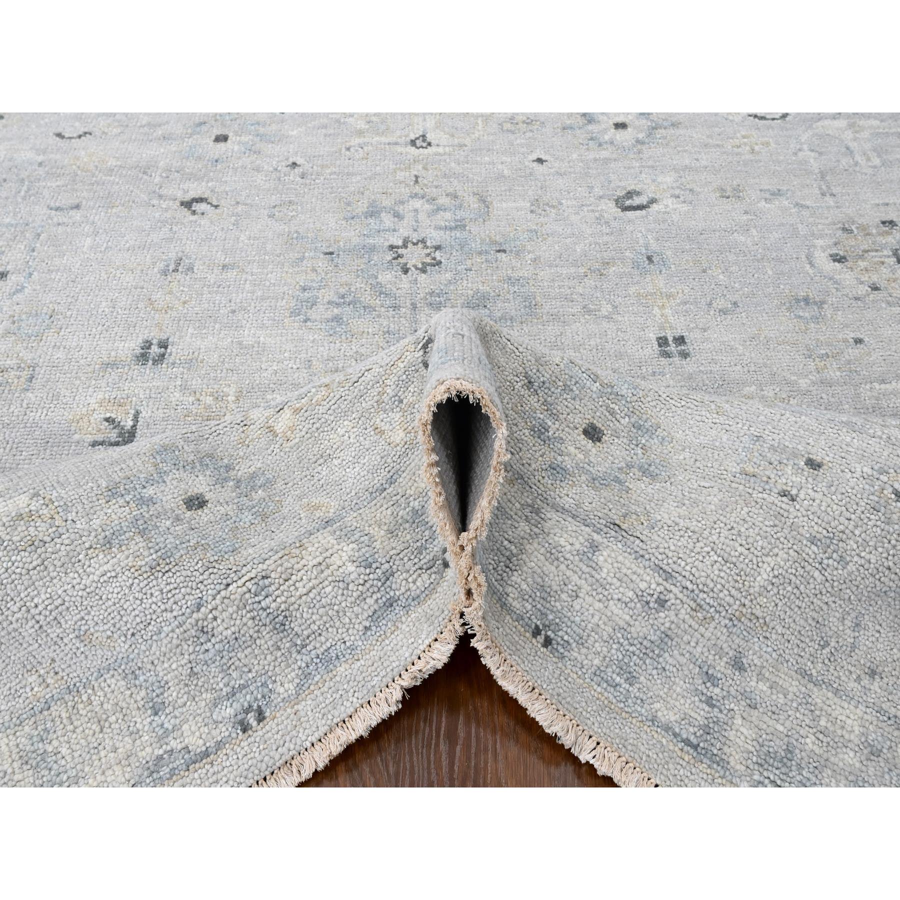 8'6"x11'4" Oyster Gray, Supple Collection, Oushak All Over Design, Soft Velvety Wool, Hand Knotted, Natural Dyes, Oriental Rug Sh10263