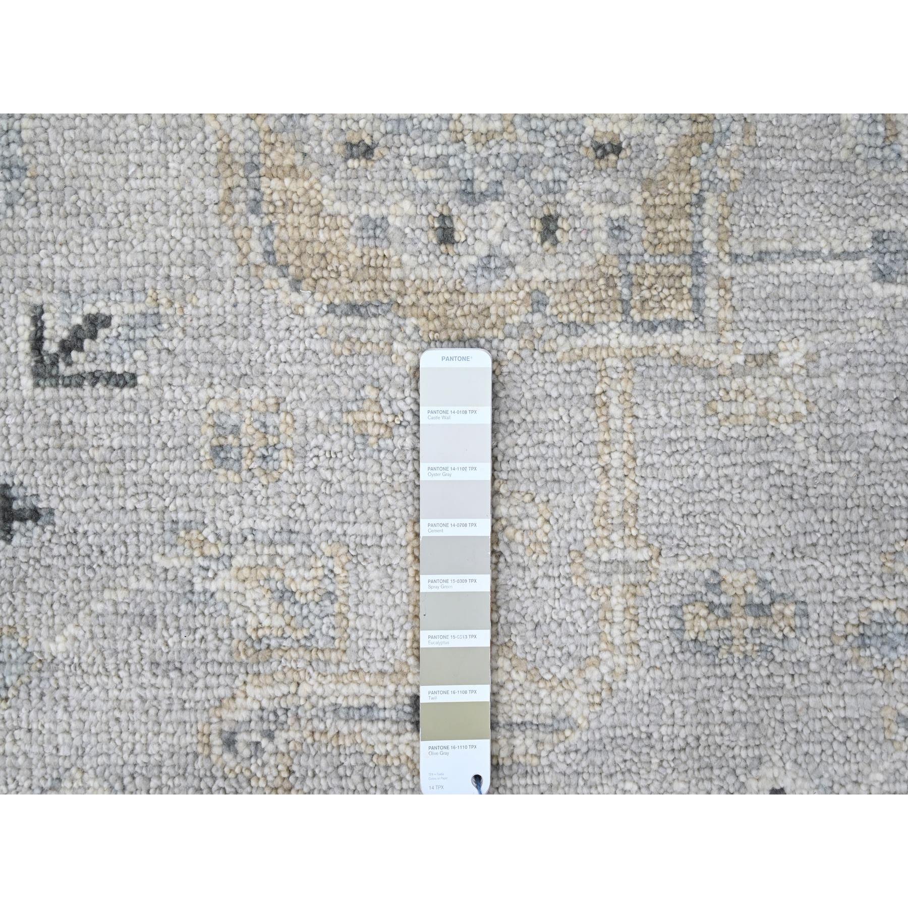 8'6"x11'4" Oyster Gray, Supple Collection, Oushak All Over Design, Soft Velvety Wool, Hand Knotted, Natural Dyes, Oriental Rug Sh10263