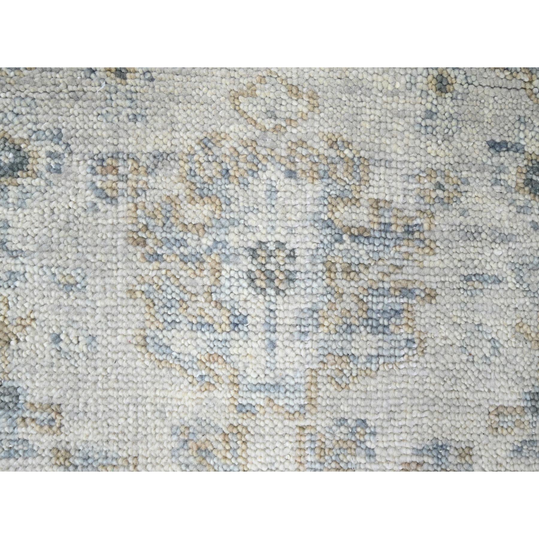 2'4"x8'8" Pastel Gray, Oushak Design, Supple Collection, Tone On Tone, Hand Knotted, Pure Wool, Plush and Lush, Runner, Oriental Rug Sh10264
