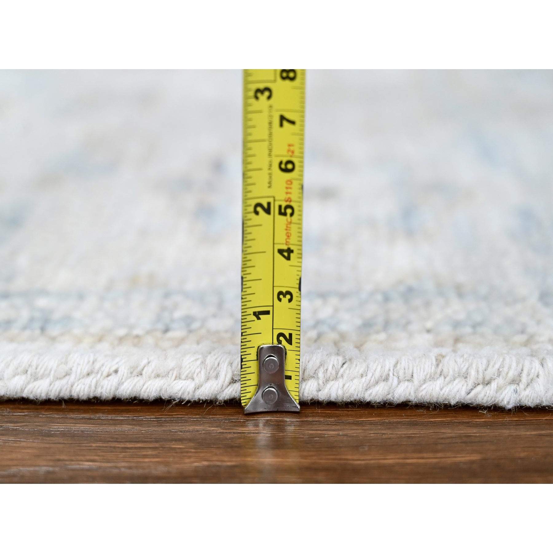 2'4"x8'8" Pastel Gray, Oushak Design, Supple Collection, Tone On Tone, Hand Knotted, Pure Wool, Plush and Lush, Runner, Oriental Rug Sh10264