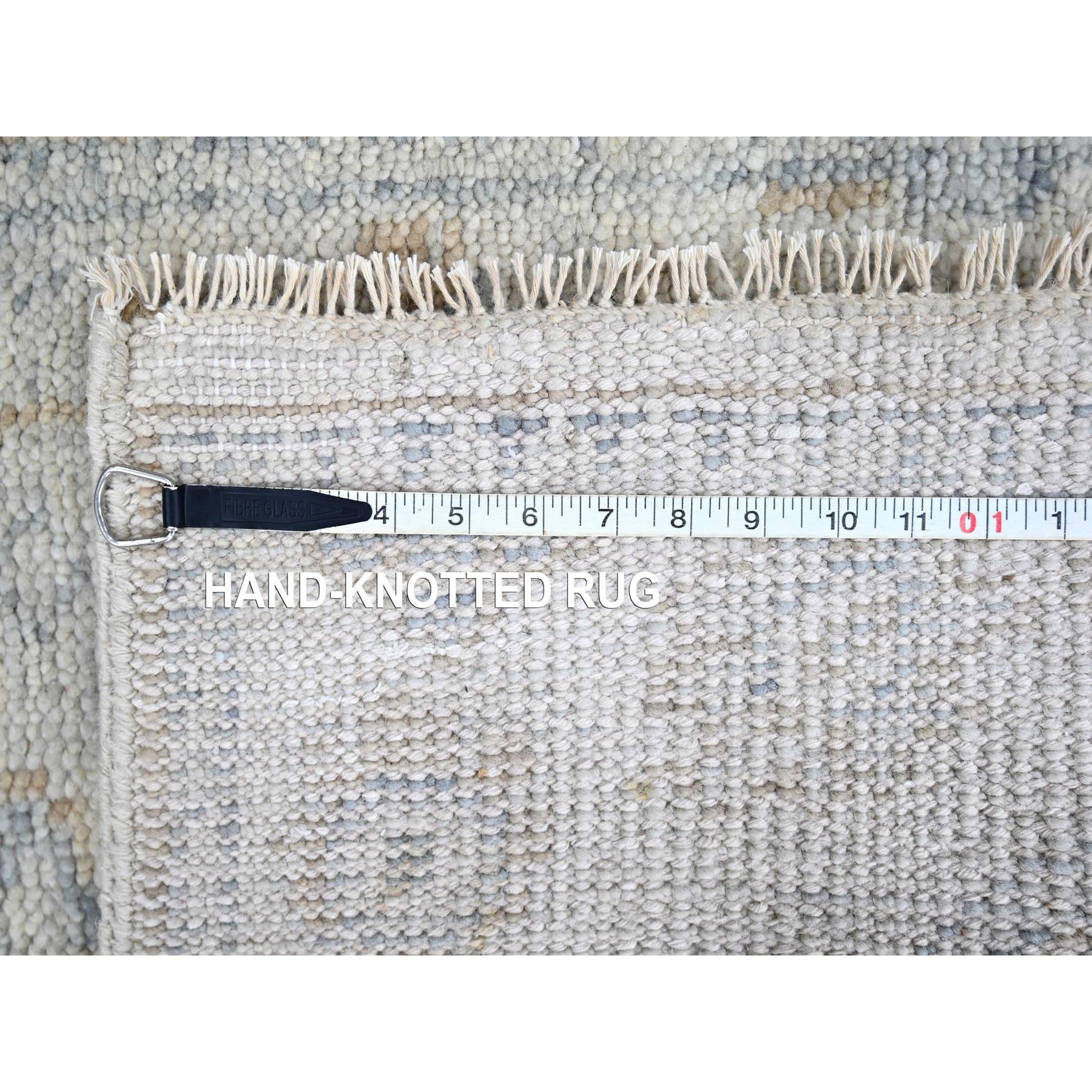2'4"x8'8" Pastel Gray, Oushak Design, Supple Collection, Tone On Tone, Hand Knotted, Pure Wool, Plush and Lush, Runner, Oriental Rug Sh10264