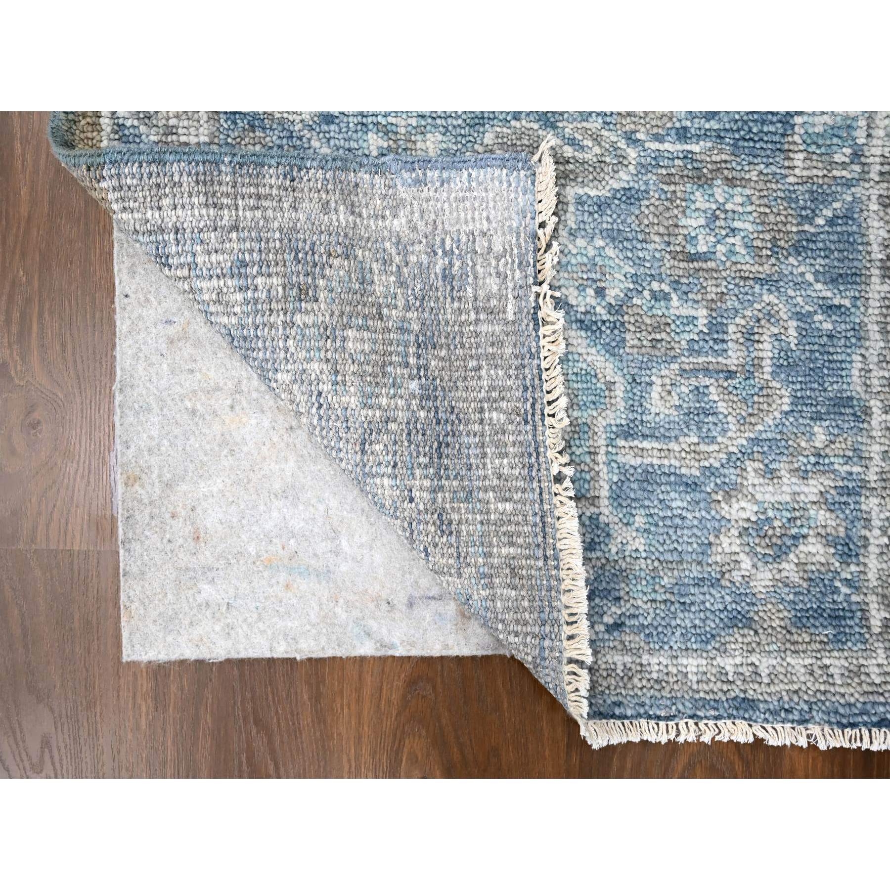 2'6"x8'5" Imperial Blue, Supple Collection, Oushak Design, Tone On Tone, Hand Knotted, Soft Vibrant Wool, Plush and Lush, Runner, Oriental Rug Sh10265