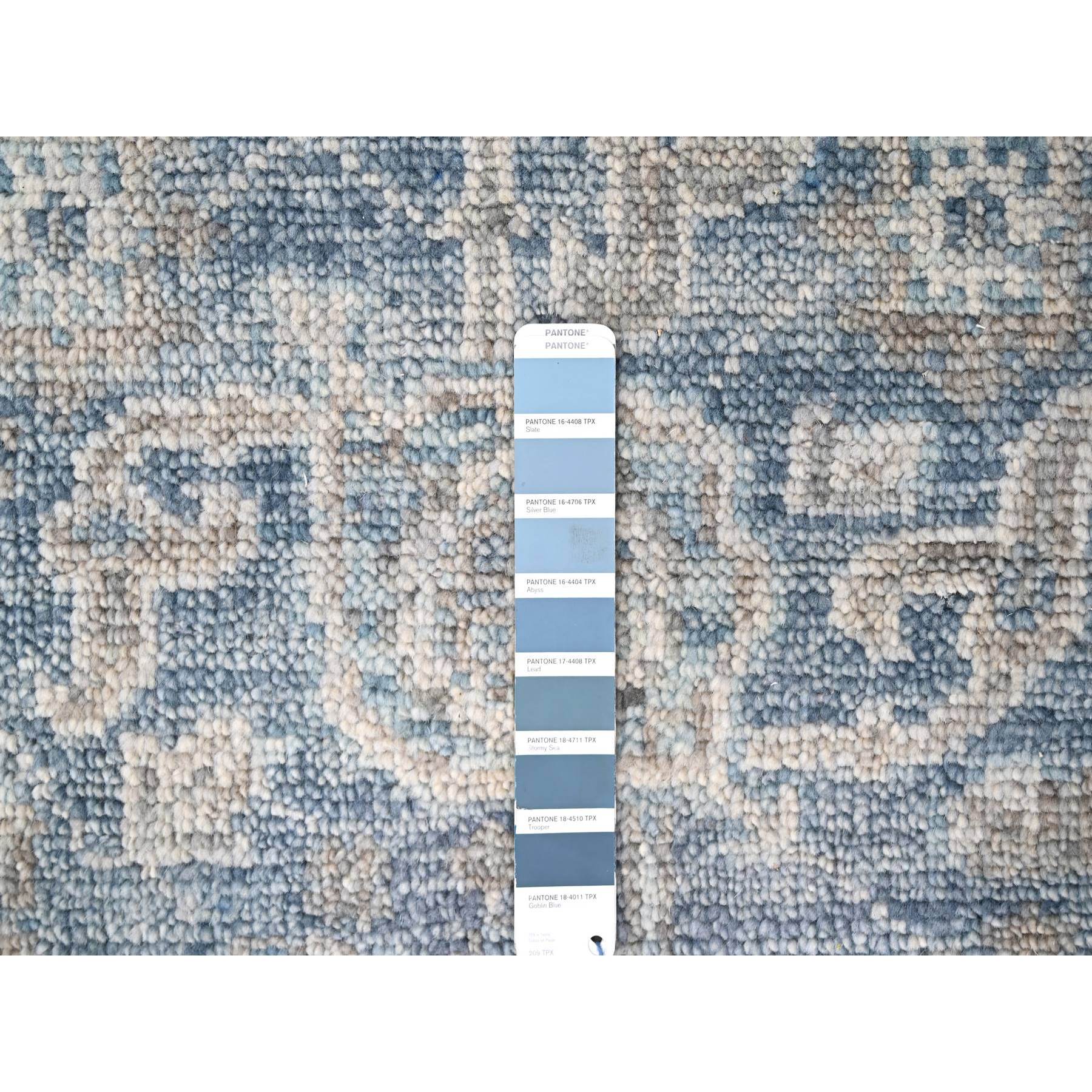 2'6"x8'5" Imperial Blue, Supple Collection, Oushak Design, Tone On Tone, Hand Knotted, Soft Vibrant Wool, Plush and Lush, Runner, Oriental Rug Sh10265